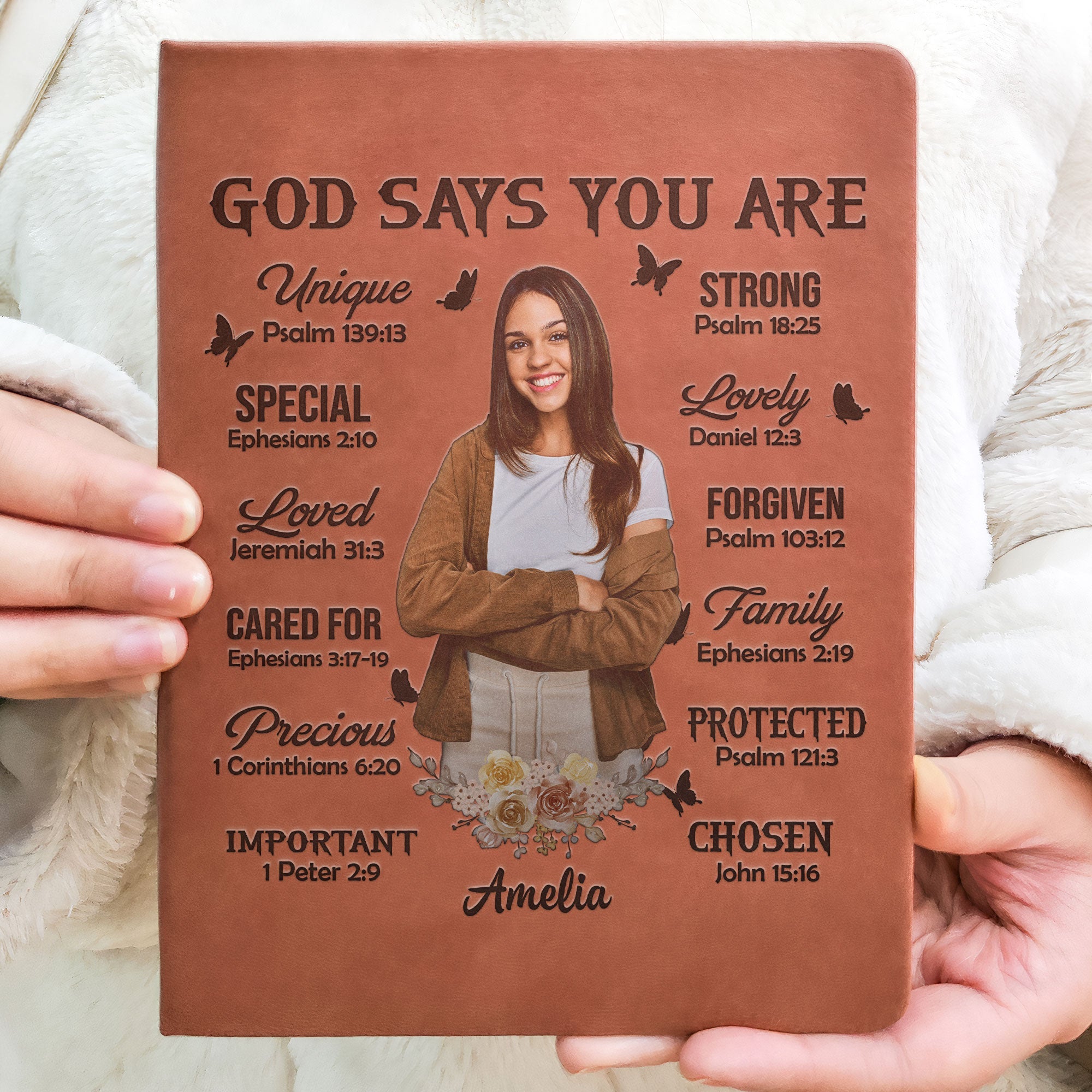 God Says You Are - Personalized Photo Leather Journal