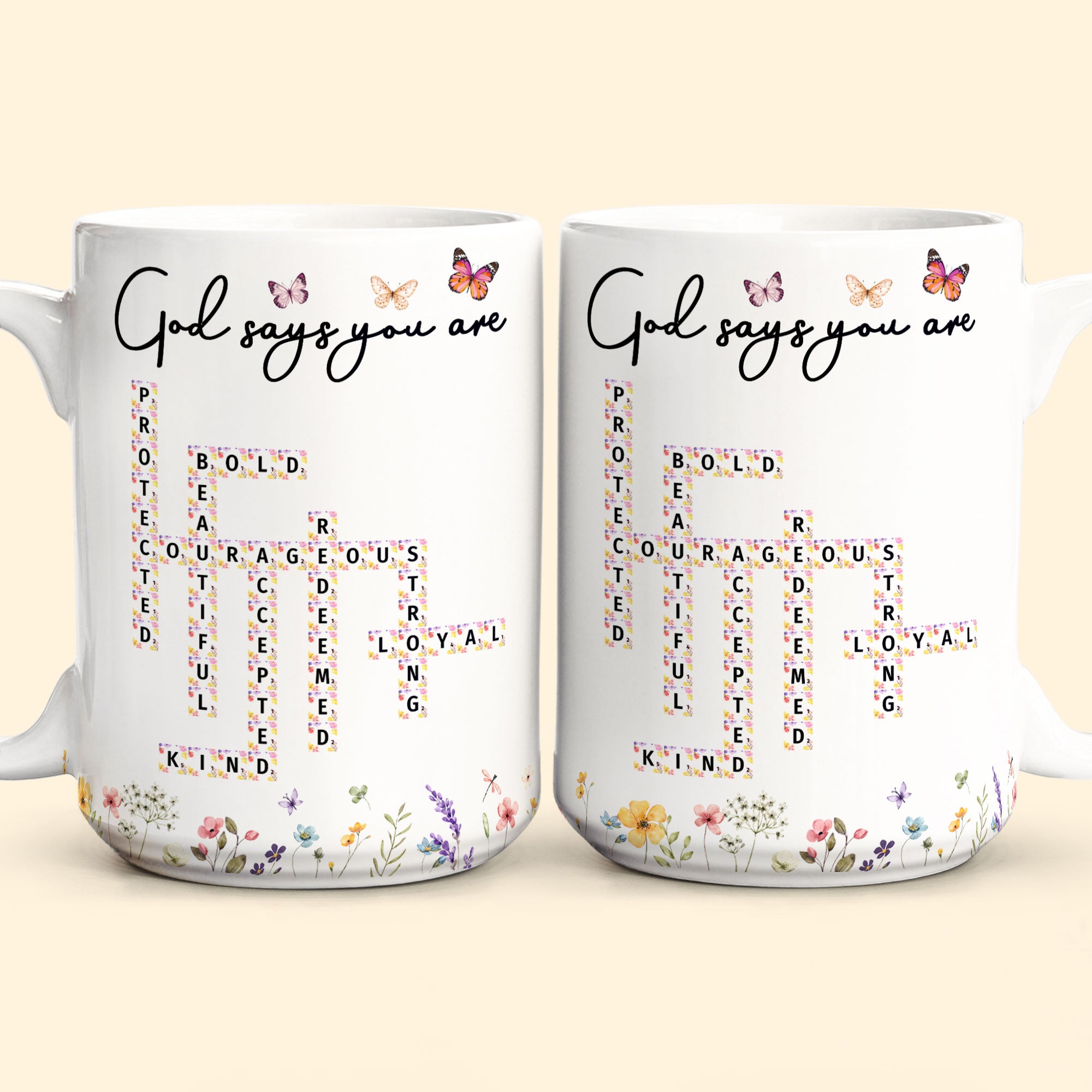 God Says You Are Scrabble Affirmation Words - Personalized Mug