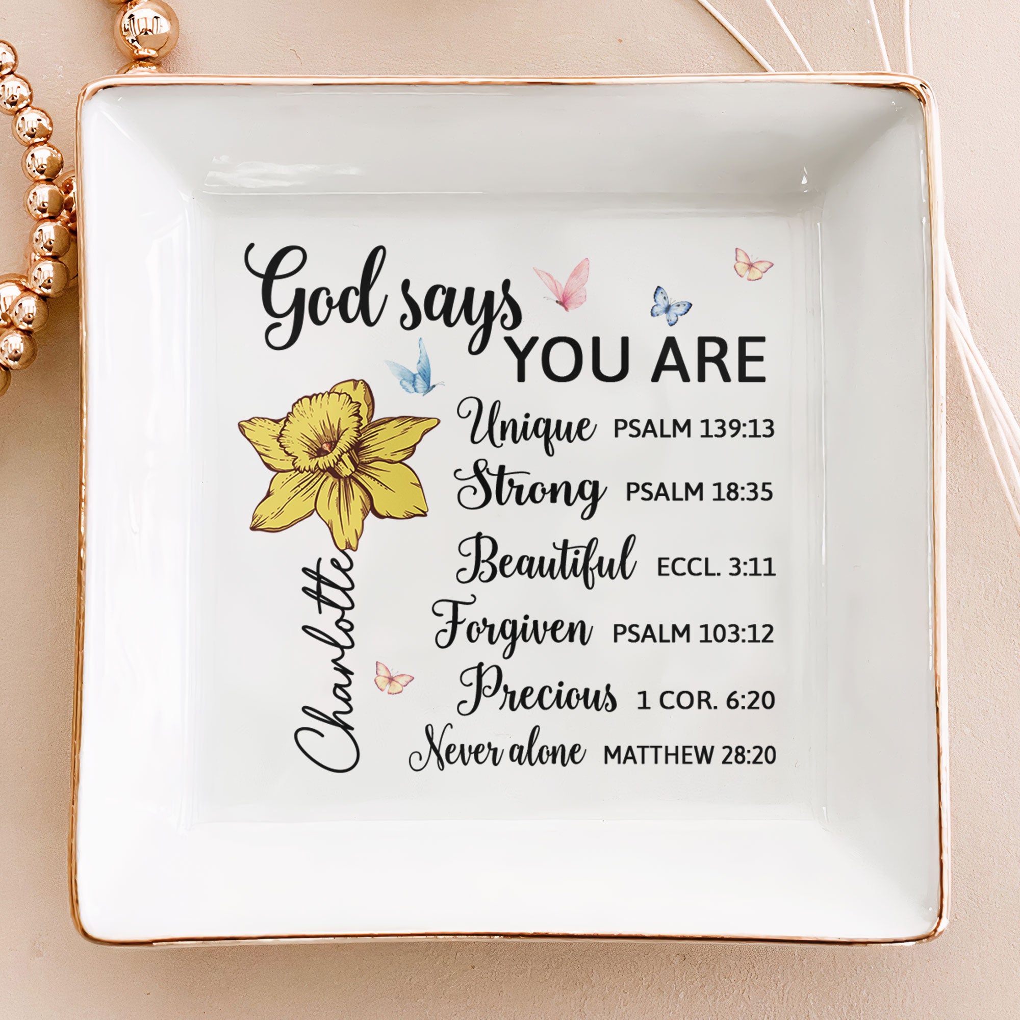 God Says You Are To My Daughter, Granddaughter - Personalized Jewelry Dish