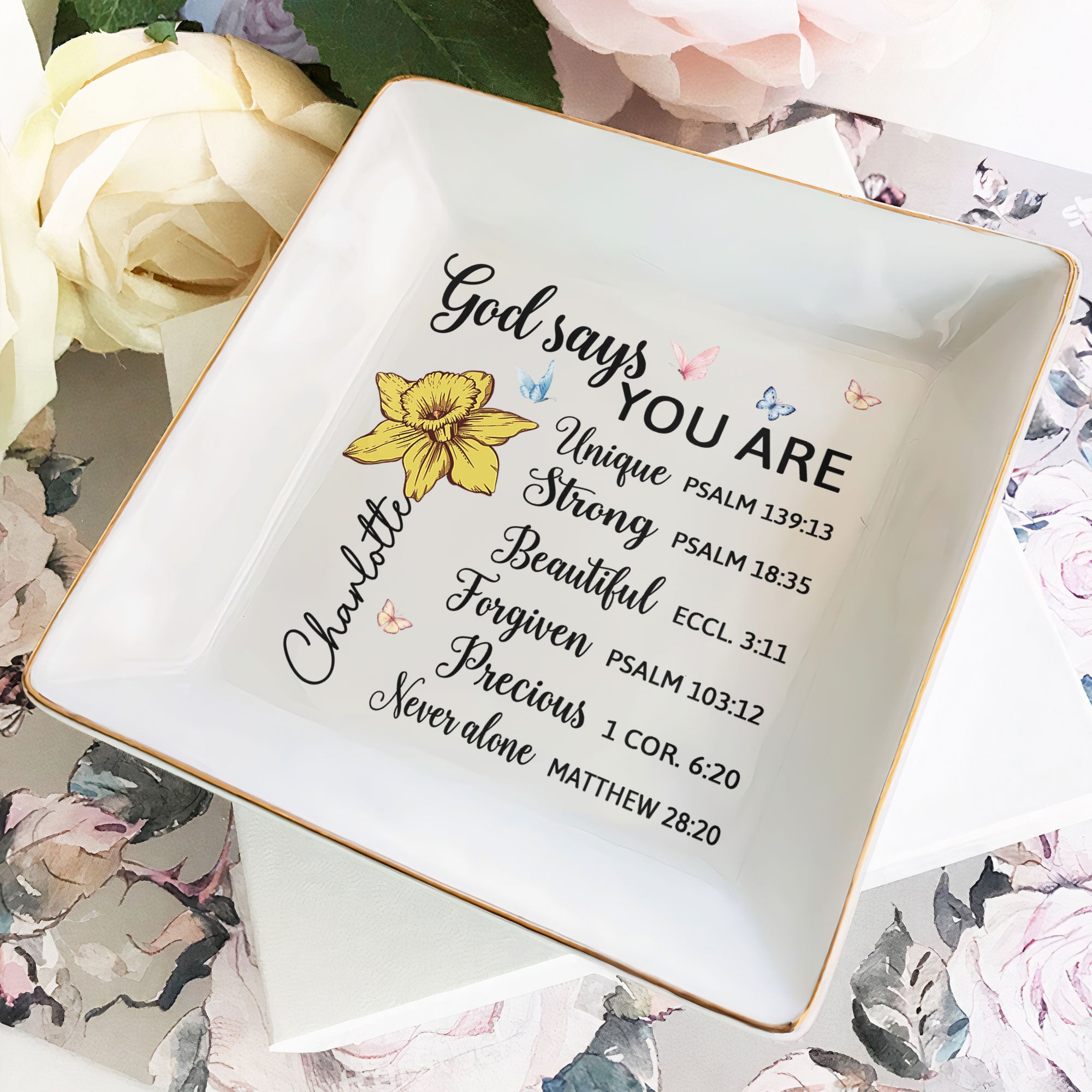 God Says You Are To My Daughter, Granddaughter - Personalized Jewelry Dish