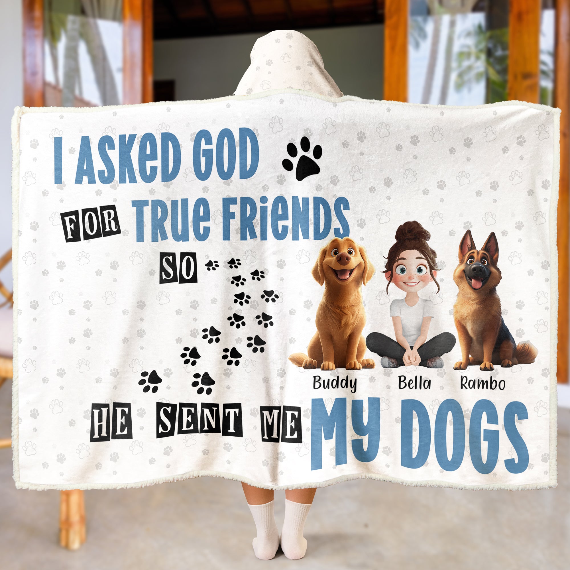 God Sent Me My Dog - Personalized Wearable Blanket Hoodie