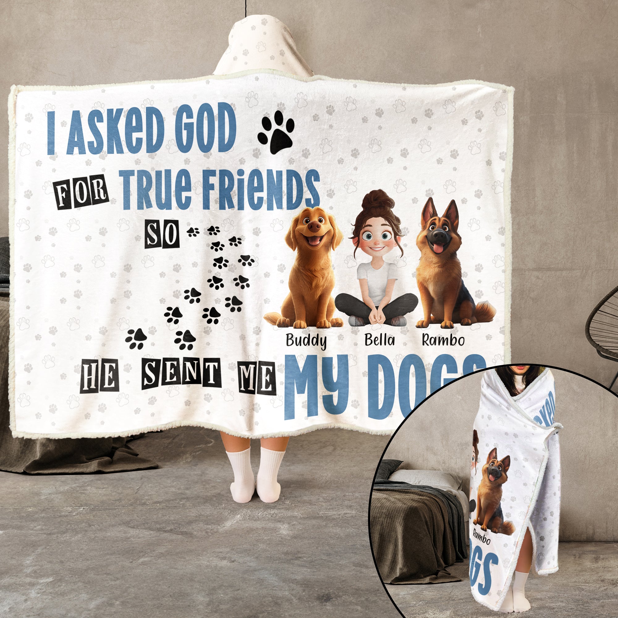 God Sent Me My Dog - Personalized Wearable Blanket Hoodie