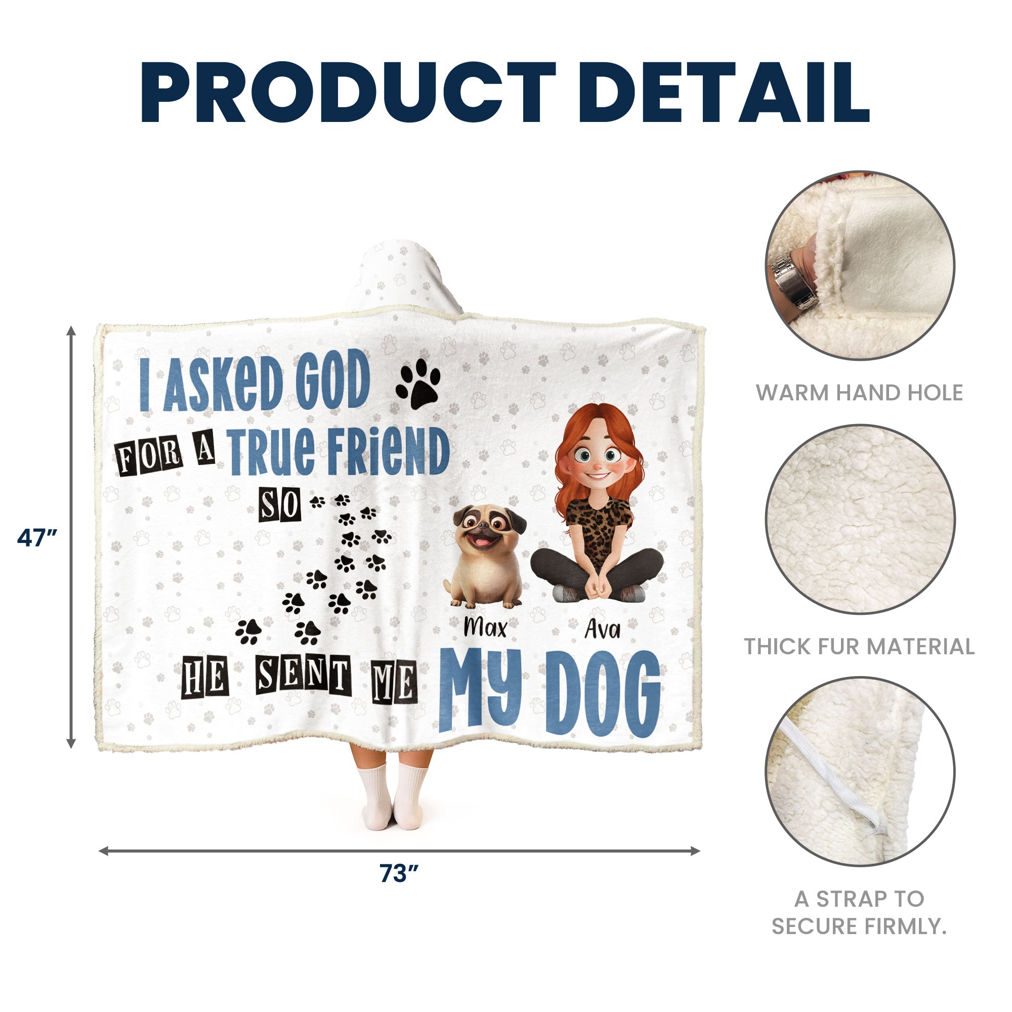 God Sent Me My Dog - Personalized Wearable Blanket Hoodie