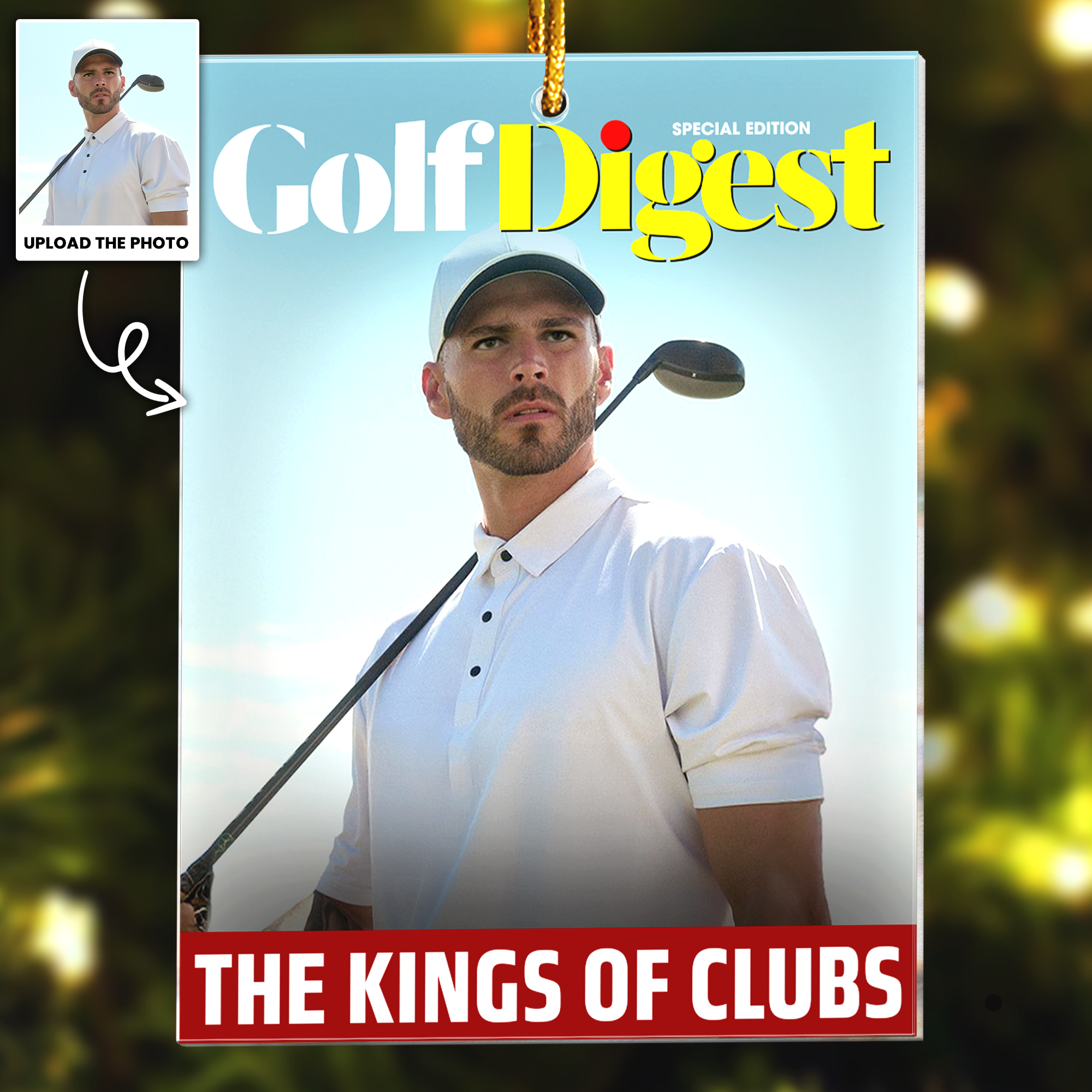 Golf Digest Magazine - Custom Golf Buddy Photo - Gifts For Golfers - Personalized Acrylic Photo Ornament