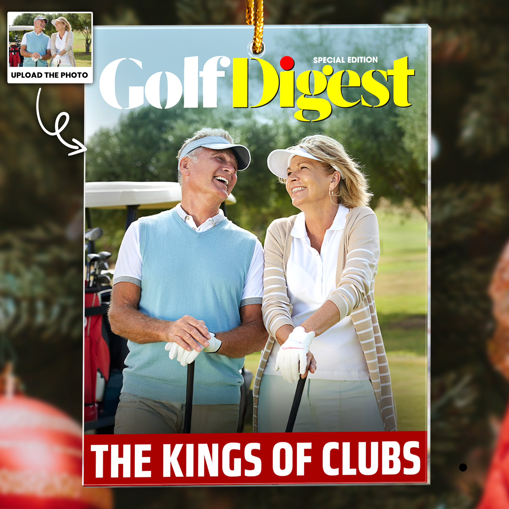 Golf Digest Magazine - Custom Golf Buddy Photo - Gifts For Golfers - Personalized Acrylic Photo Ornament