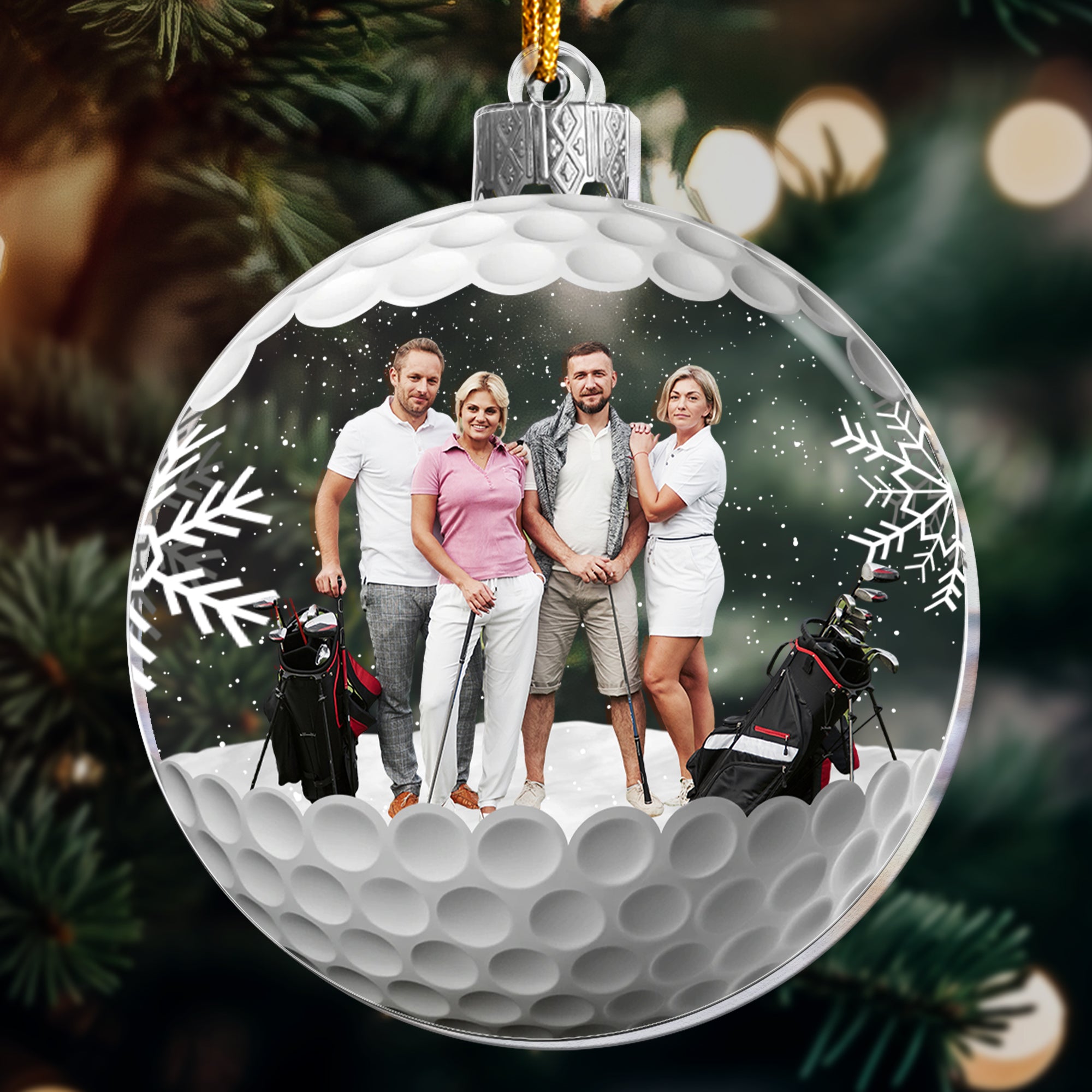 Golf Friends Christmas Globe - Personalized Acrylic Photo Ornament