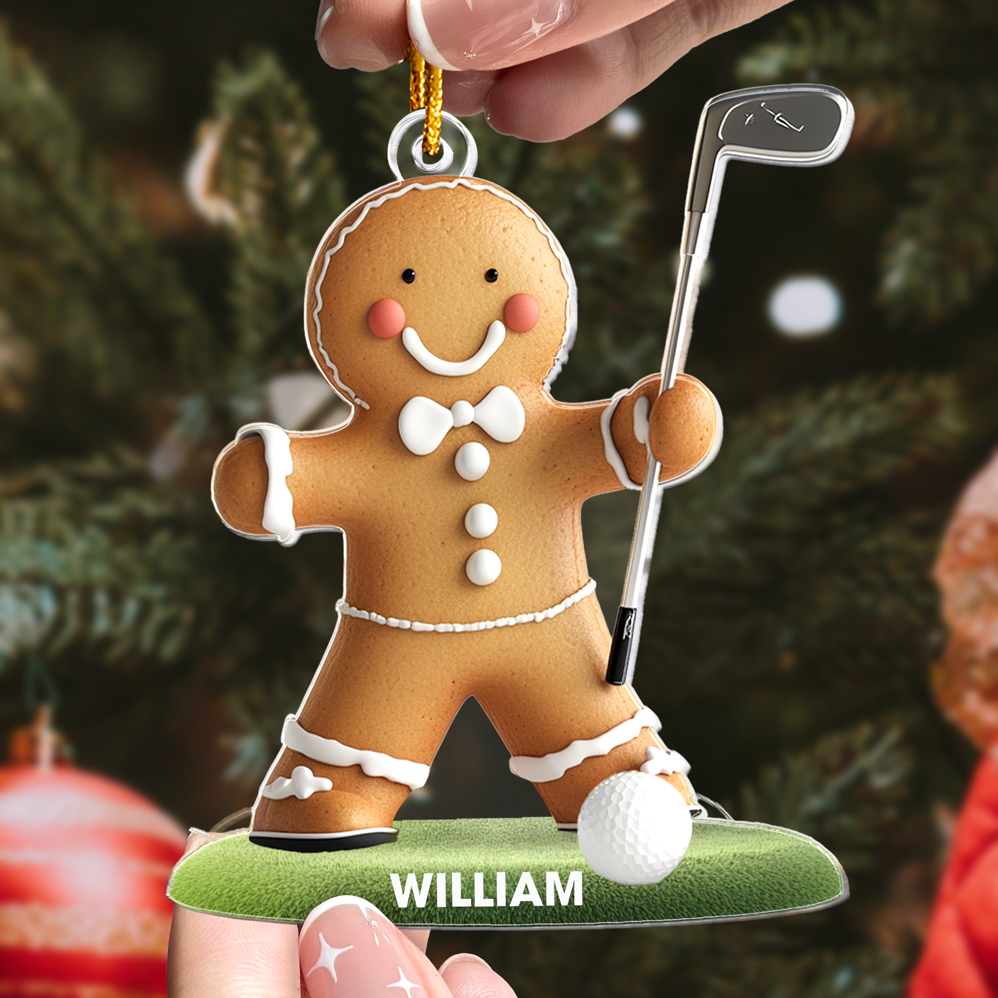 Golf Gingerbread Christmas Ornament - Gift For Golf Lover - Personalized Acrylic Ornament