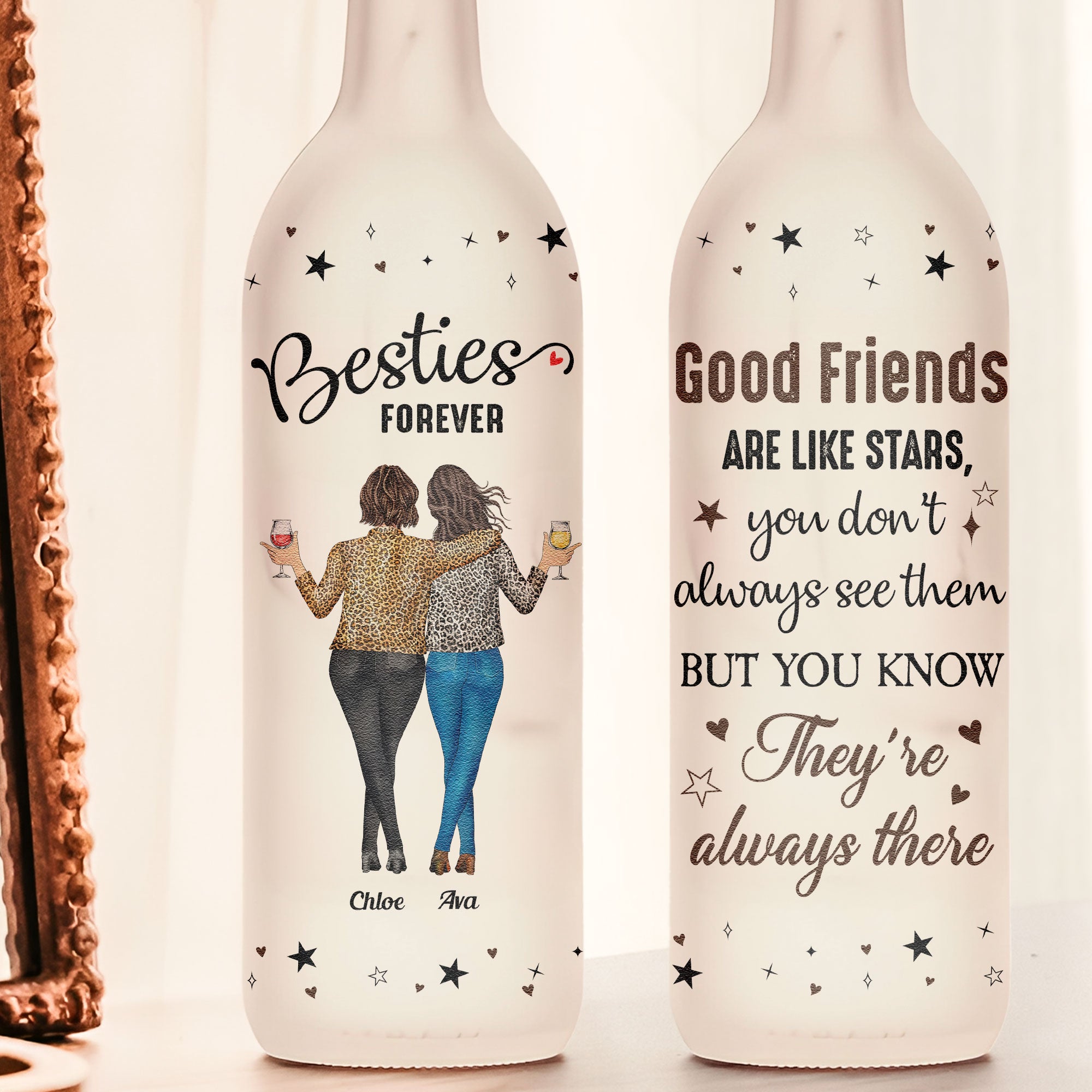 Good Friends Are Always Here - Personalized Bottle Lamp