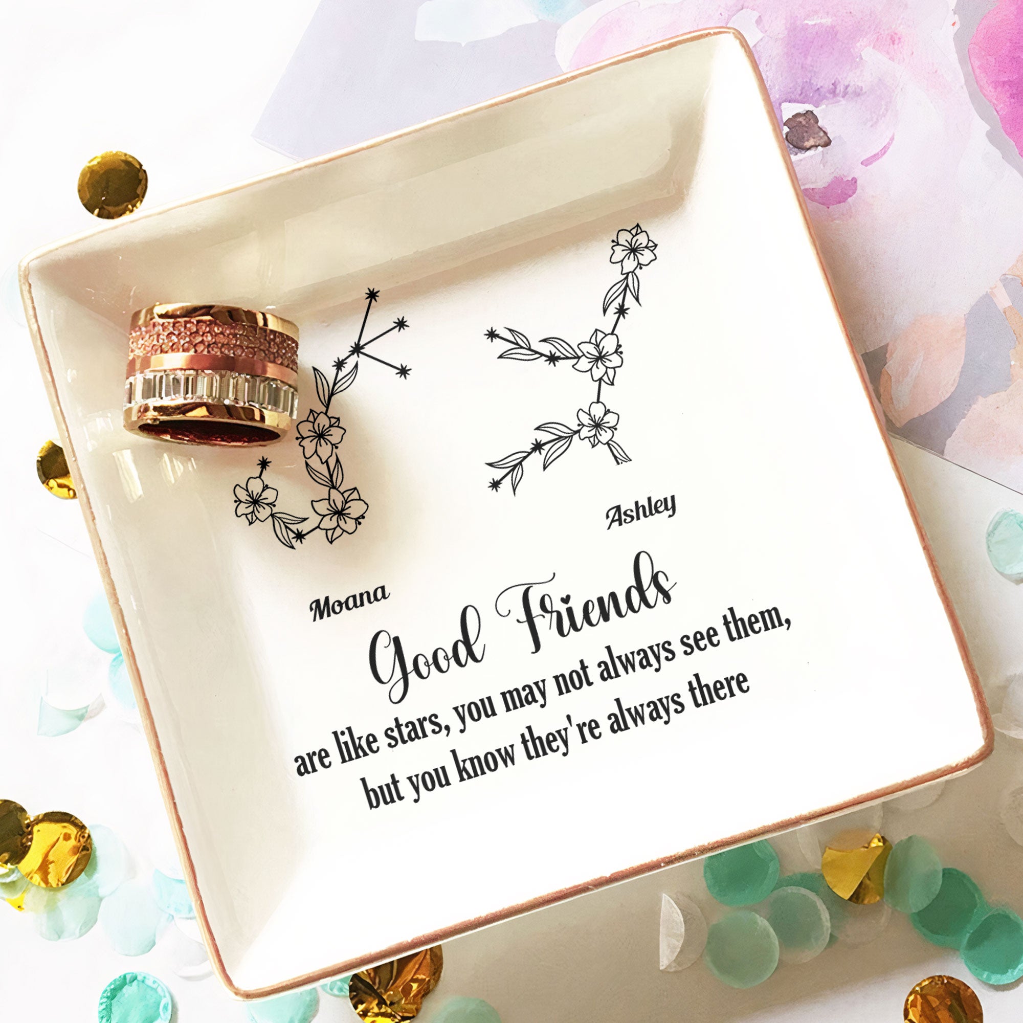 Good Friends Are Like Stars - Custom Zodiac Star - Personalized Jewelry Dish