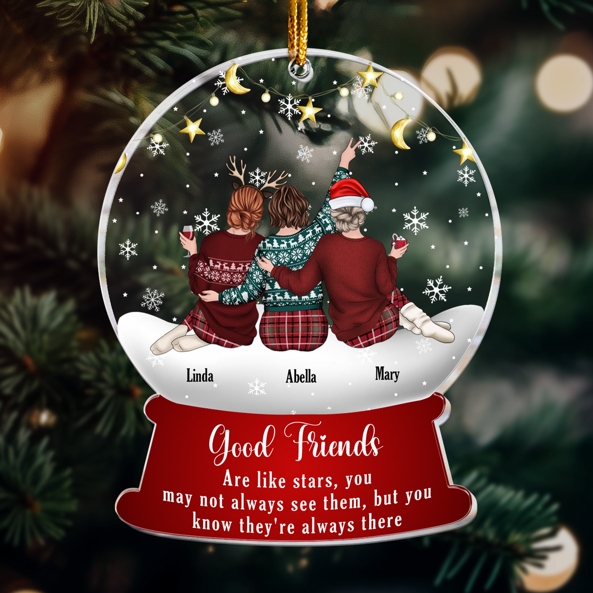 Good Friends Are Like Stars - Personalized Acrylic Ornament