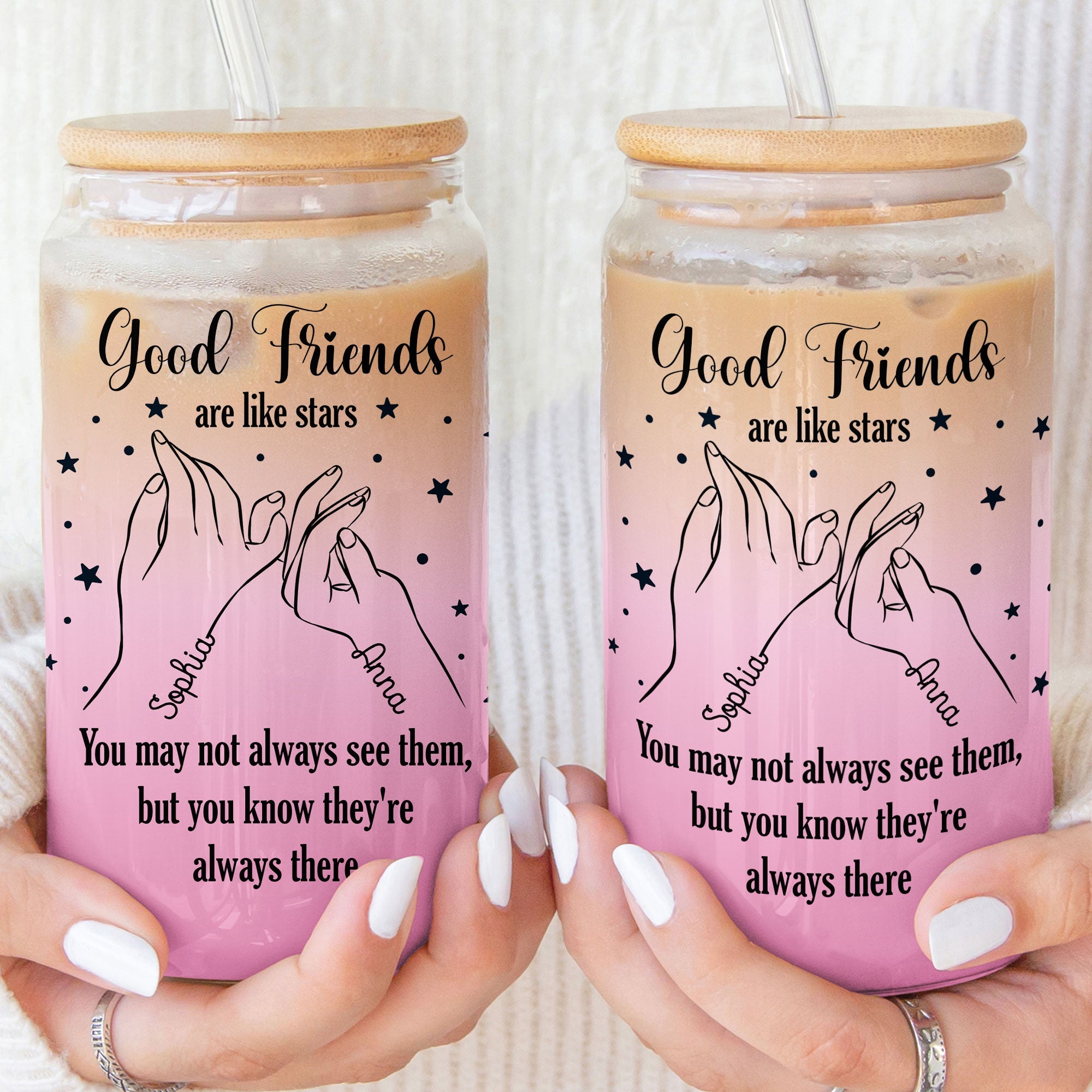 Good Friends Are Like Stars - Personalized Clear Glass Cup