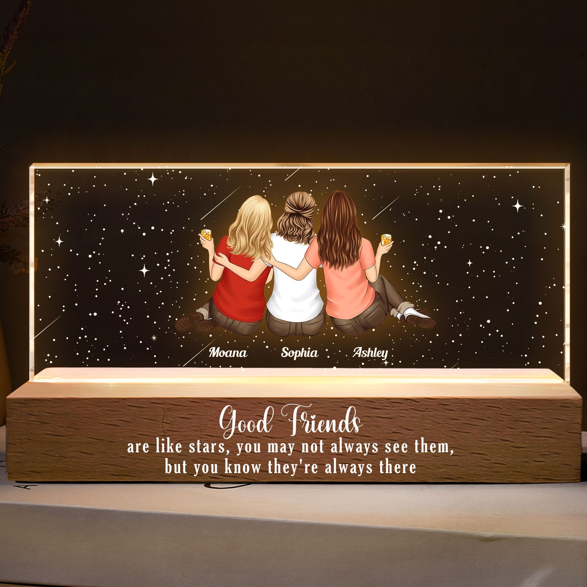 Good Friends Are Like Stars - Personalized LED Night Light