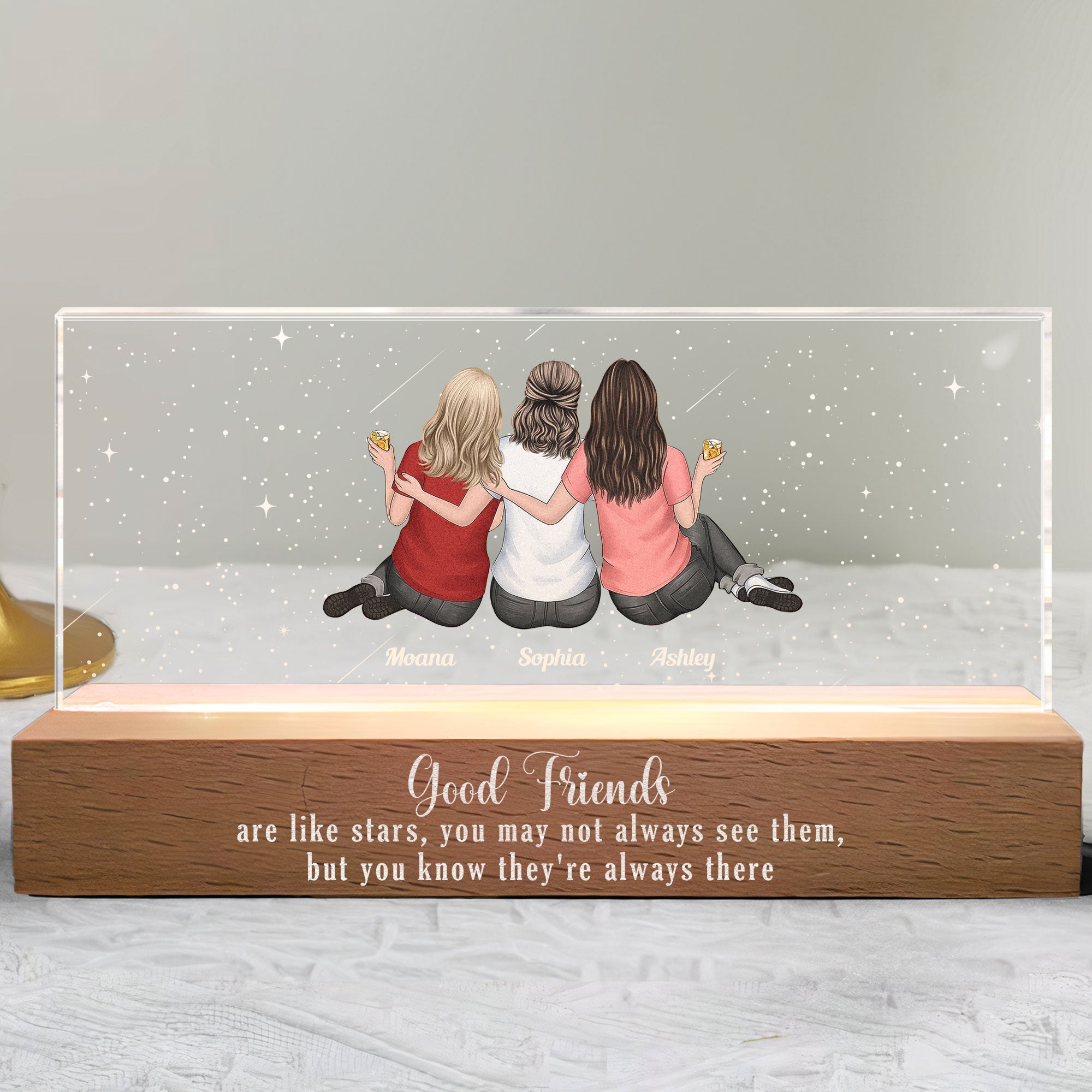 Good Friends Are Like Stars - Personalized LED Night Light