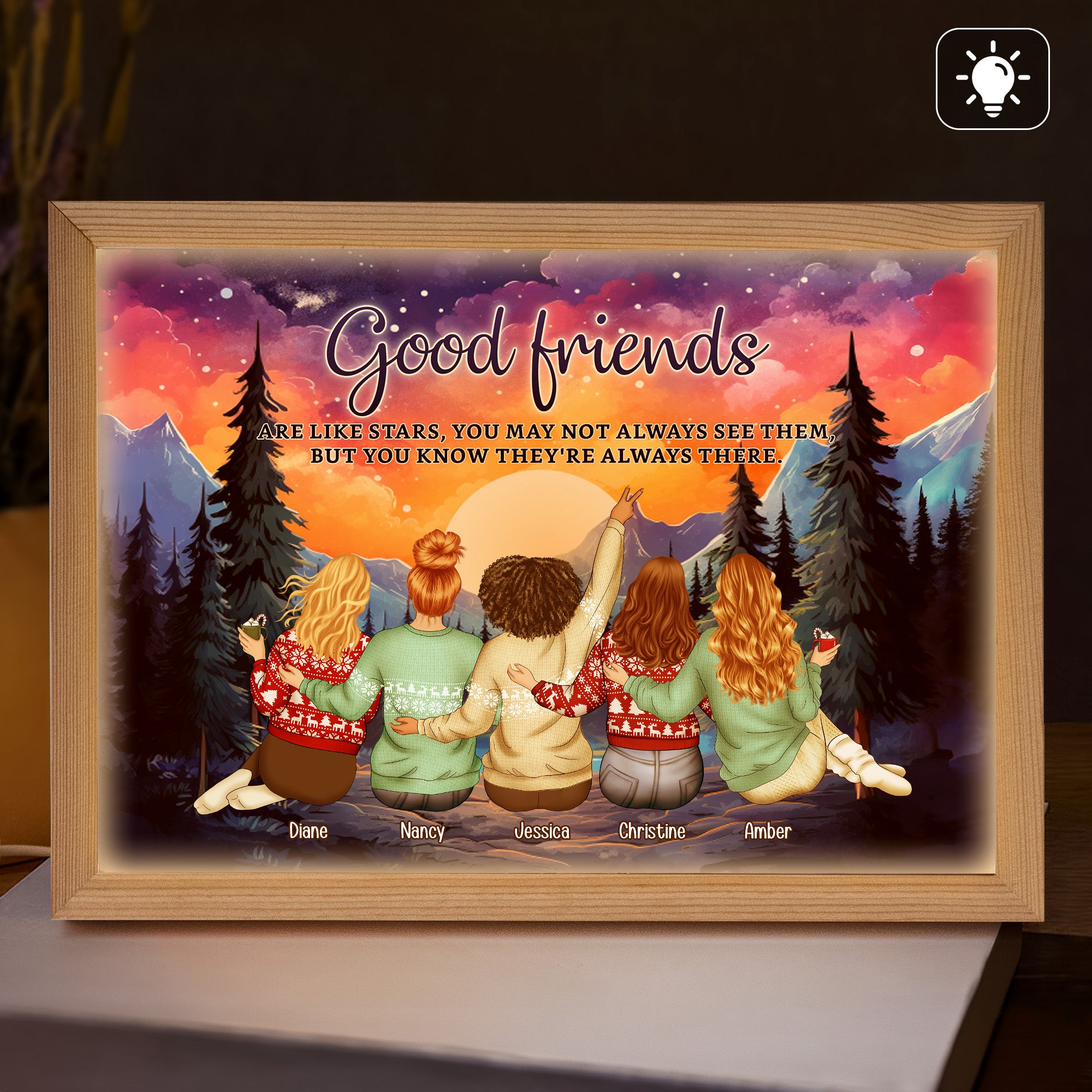 Good Friends Are Like Stars - Personalized Light Up Picture Frame