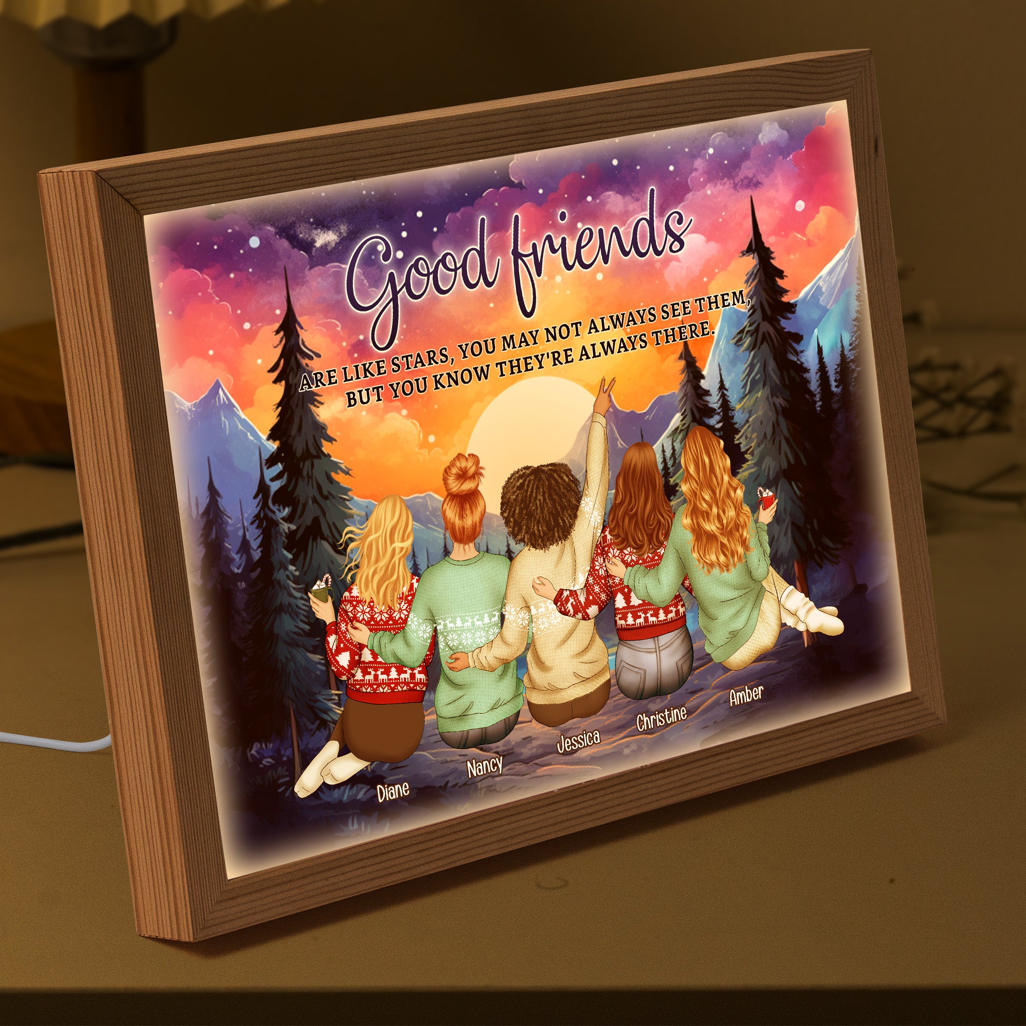 Good Friends Are Like Stars - Personalized Light Up Picture Frame