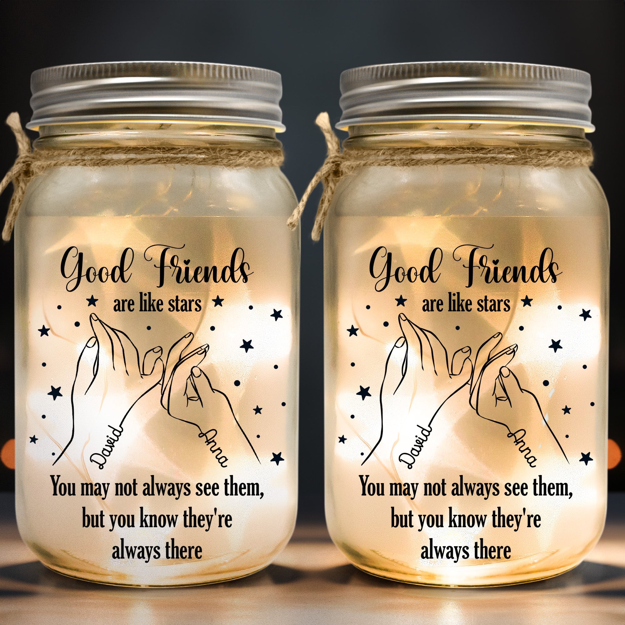 Good Friends Are Like Stars - Personalized Mason Jar Light