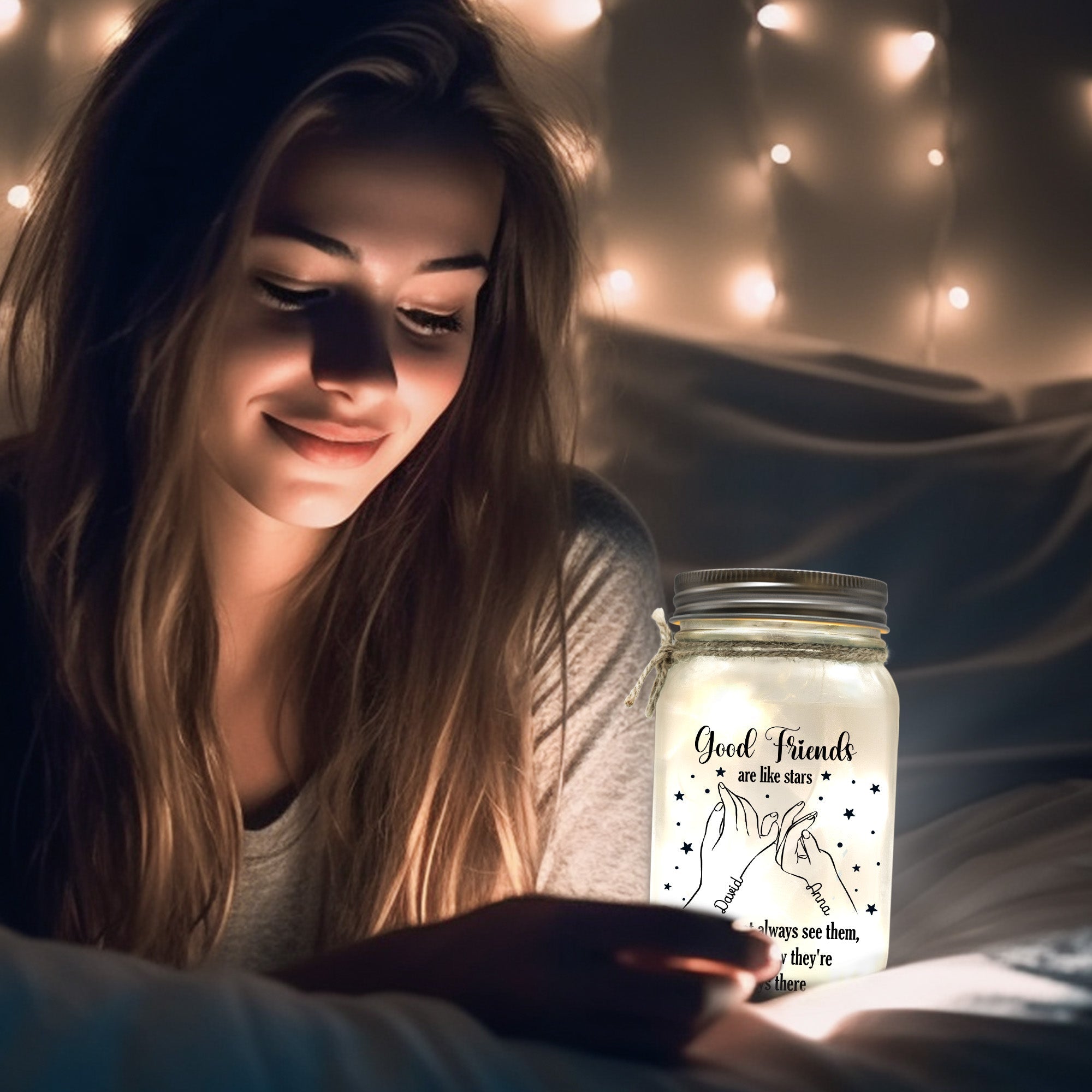 Good Friends Are Like Stars - Personalized Mason Jar Light