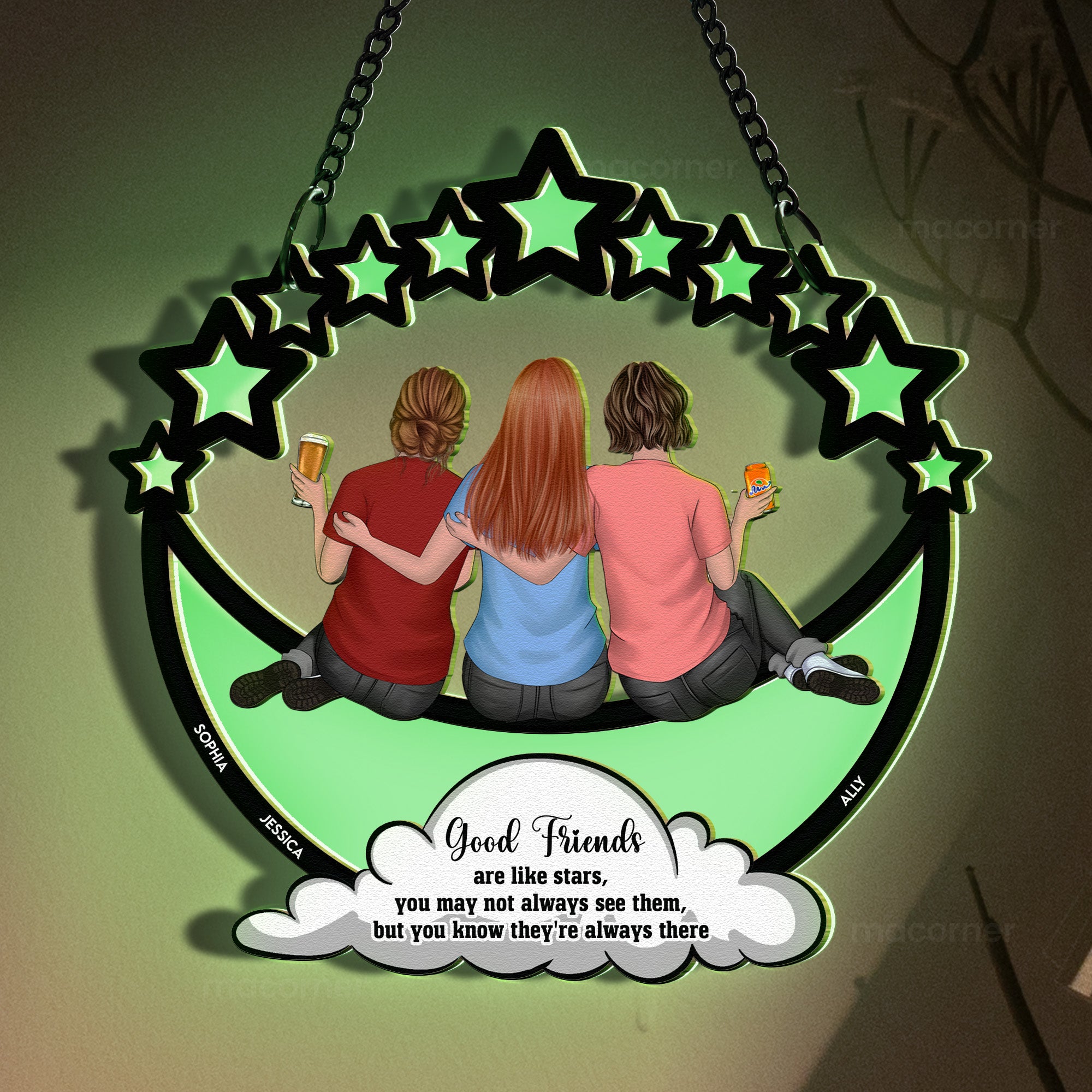 Good Friends Are Like Stars - Personalized Window Hanging Luminous Ornament