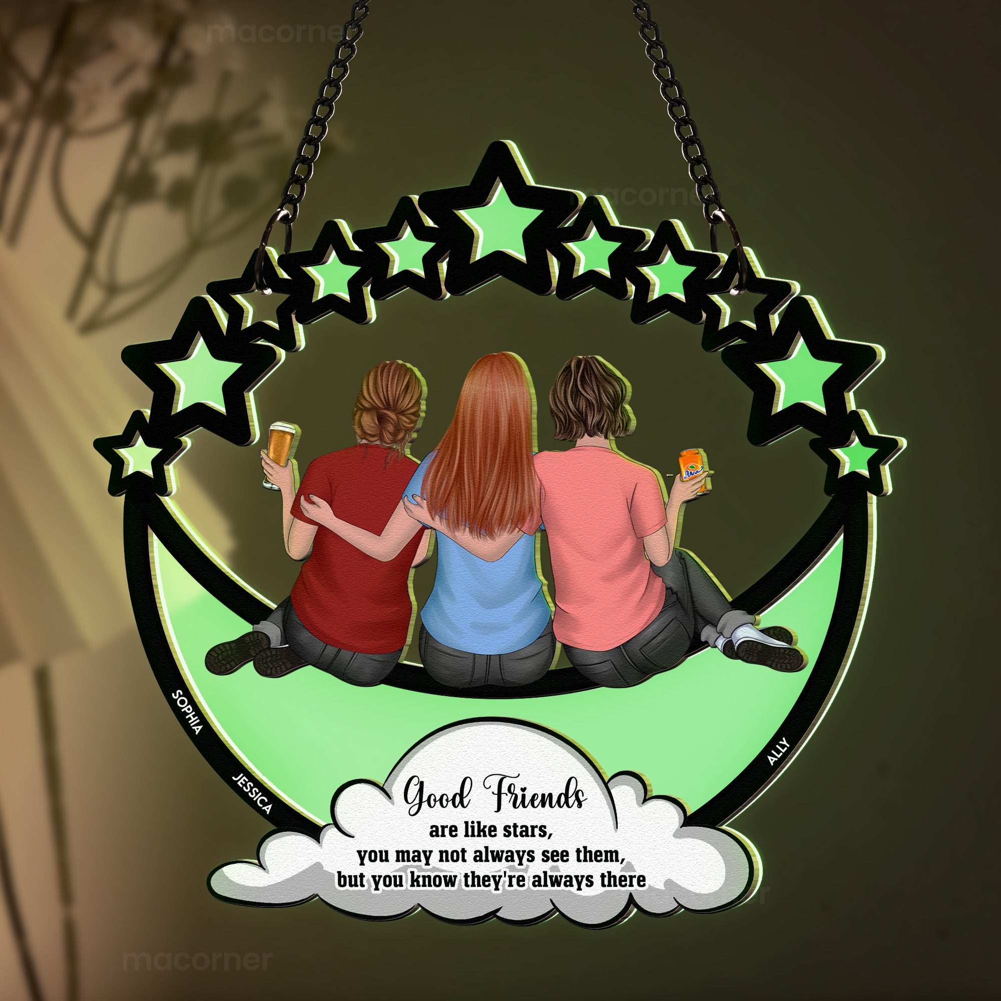 Good Friends Are Like Stars - Personalized Window Hanging Luminous Ornament