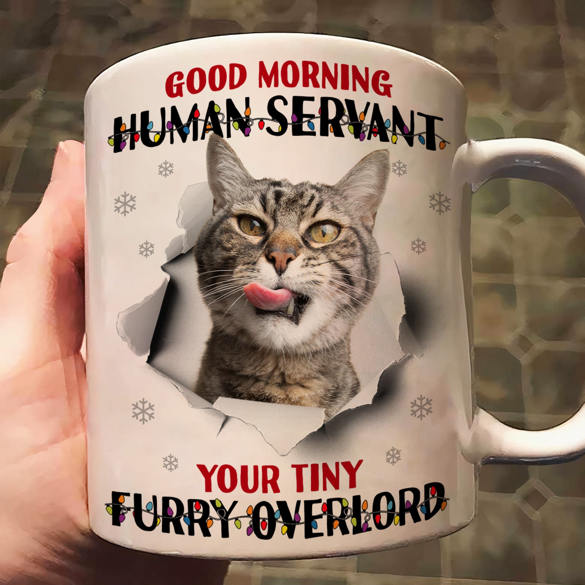 Good Morning Human Funny Style Christmas - Personalized Photo Mug