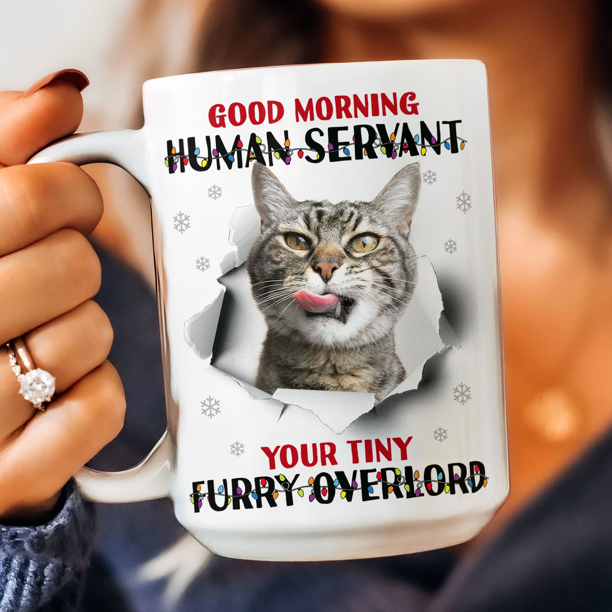 Good Morning Human Funny Style Christmas - Personalized Photo Mug