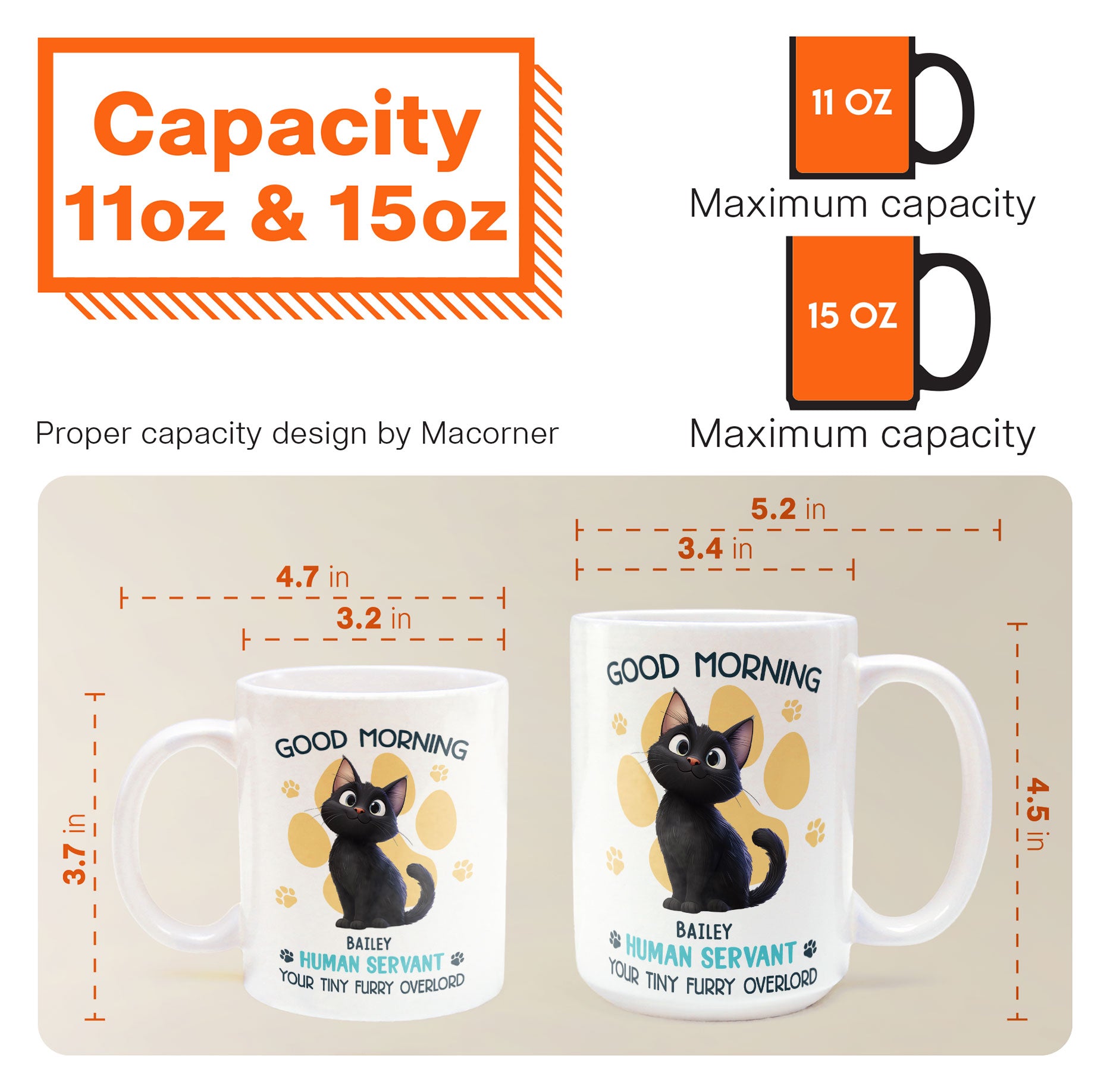 Good Morning Human Servant - Cartoon Cat - Personalized Mug