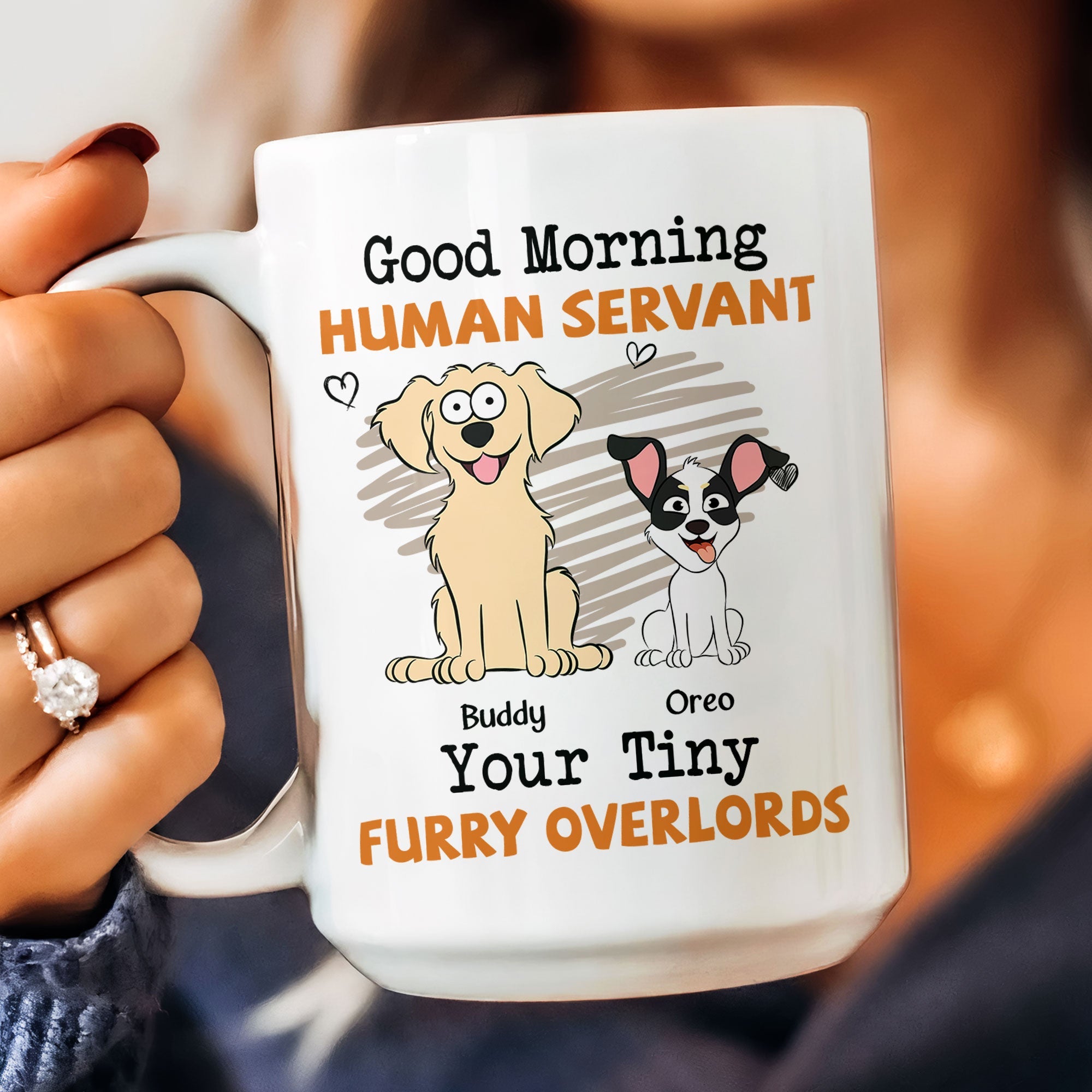 Good Morning Human Servant - Dog Version - Personalized Mug