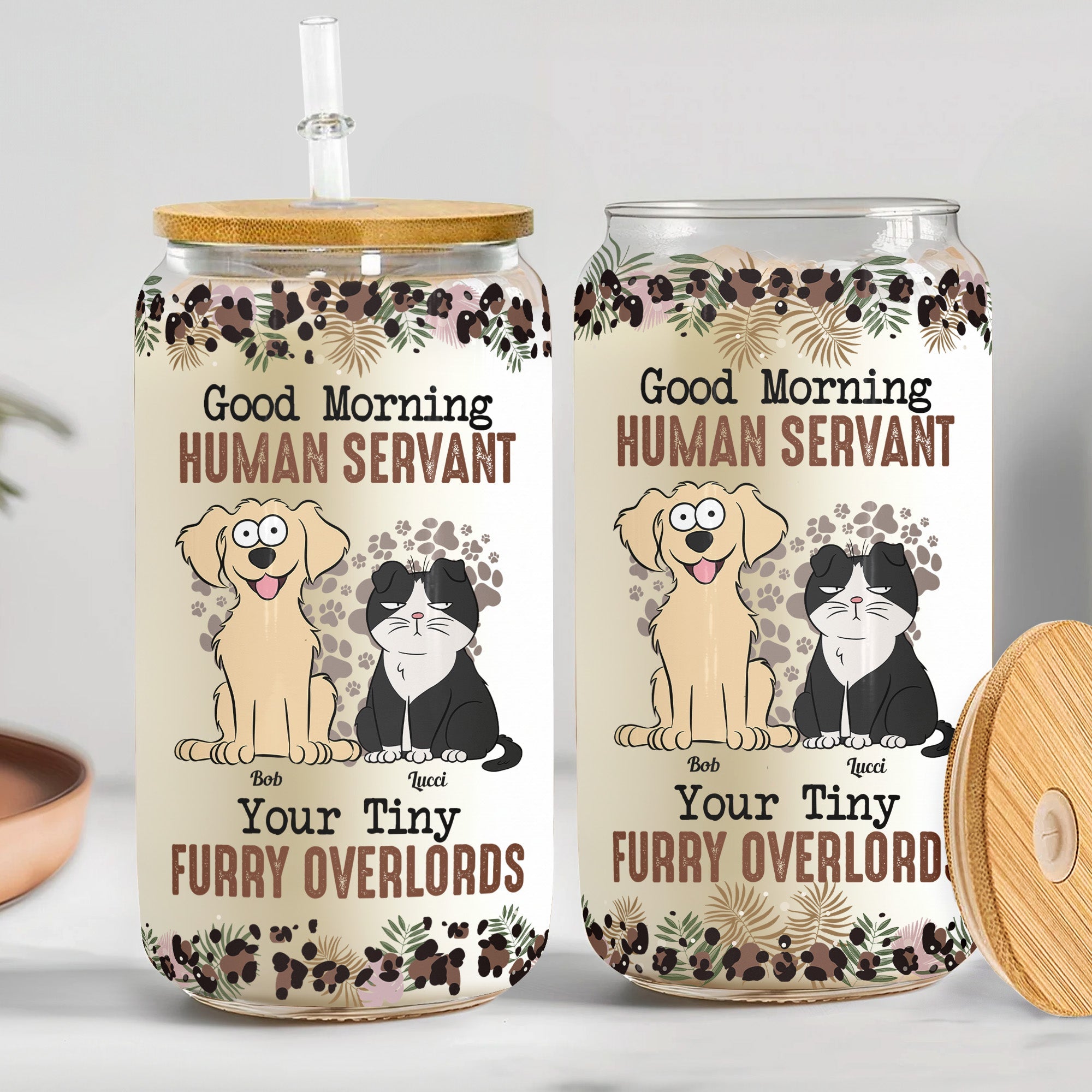 Good Morning Human Servant - Personalized Clear Glass Cup