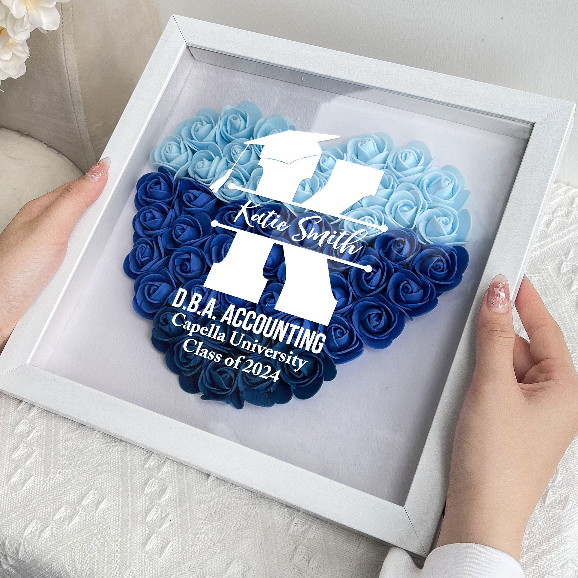 Graduation Gift For Women, Men - Personalized Flower Shadow Box