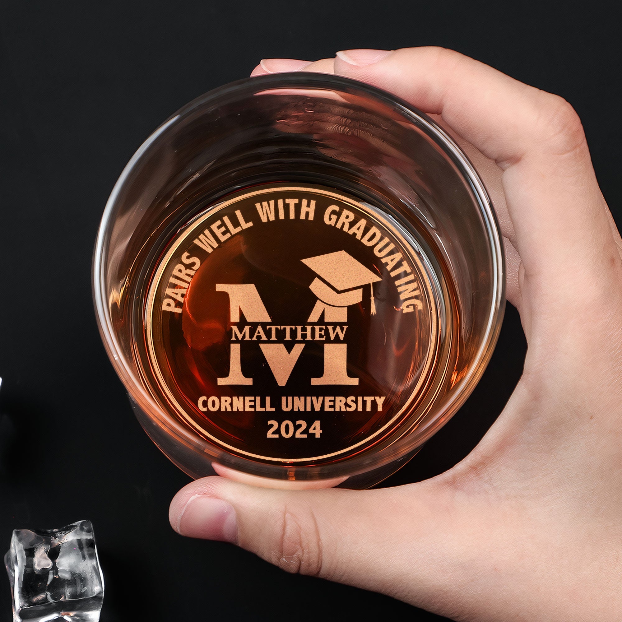 Graduation Gift Pairs Well With Graduating - Personalized Engraved Whiskey Glass