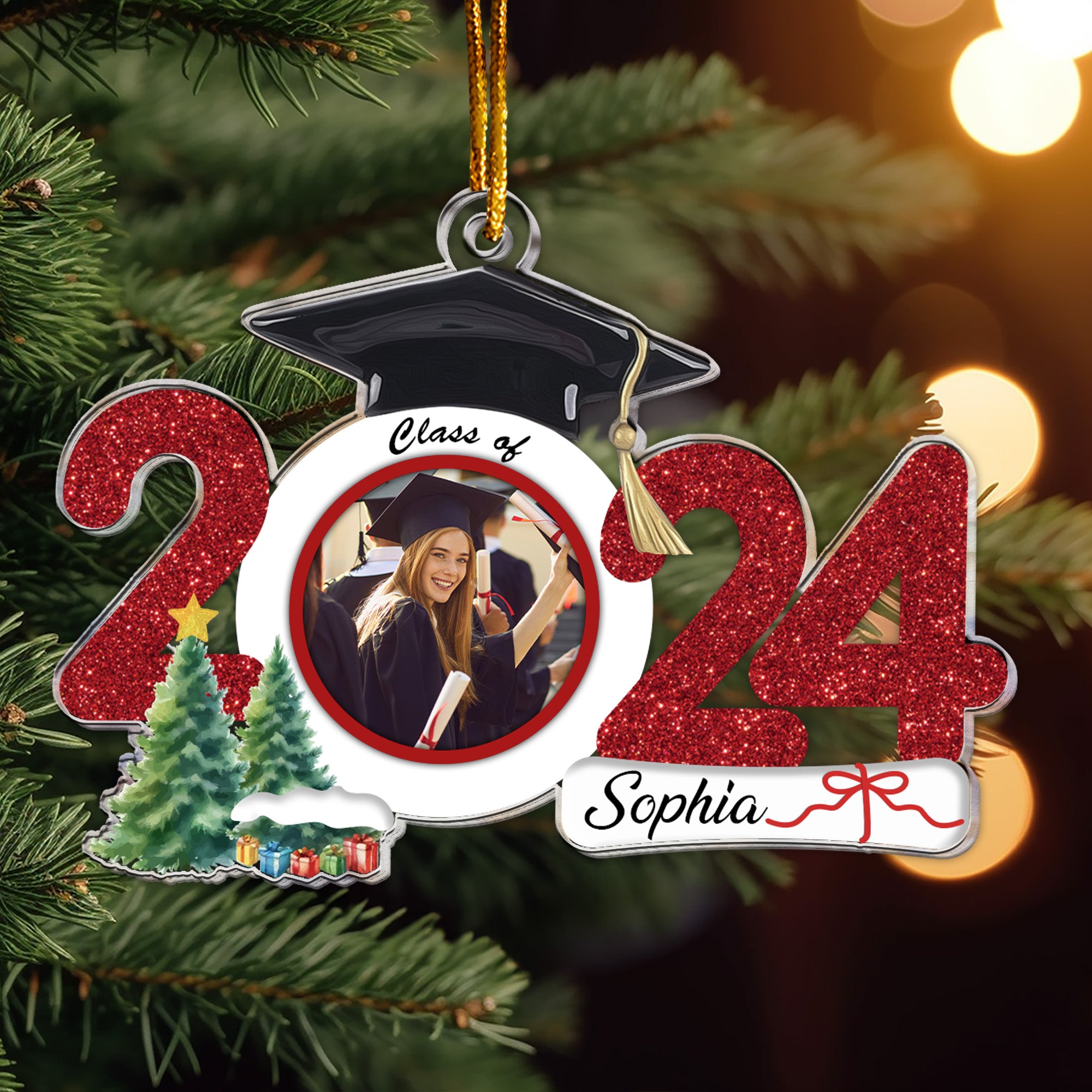 Graduation Ornament Class Of 2024 - Personalized Acrylic Photo Ornament