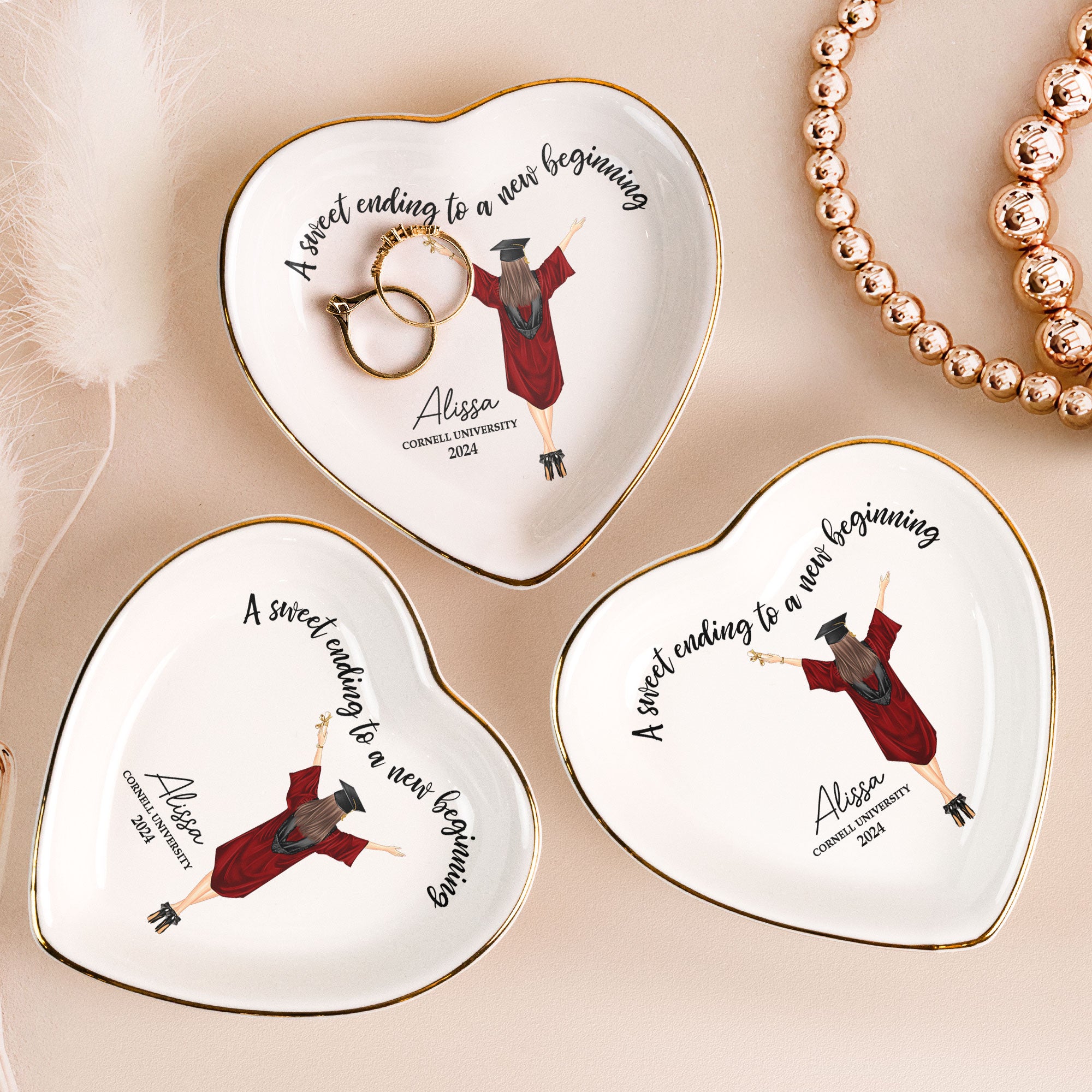 Graduation A Sweet Ending To A New Beginning - Personalized Ring Dish