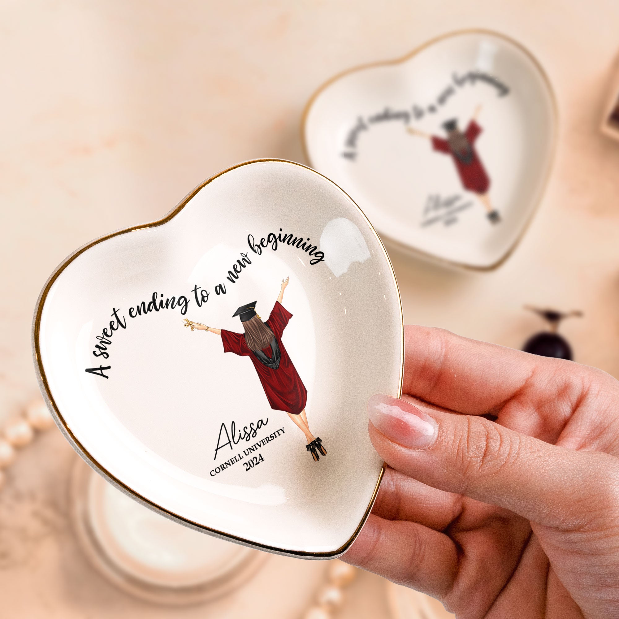 Graduation A Sweet Ending To A New Beginning - Personalized Ring Dish