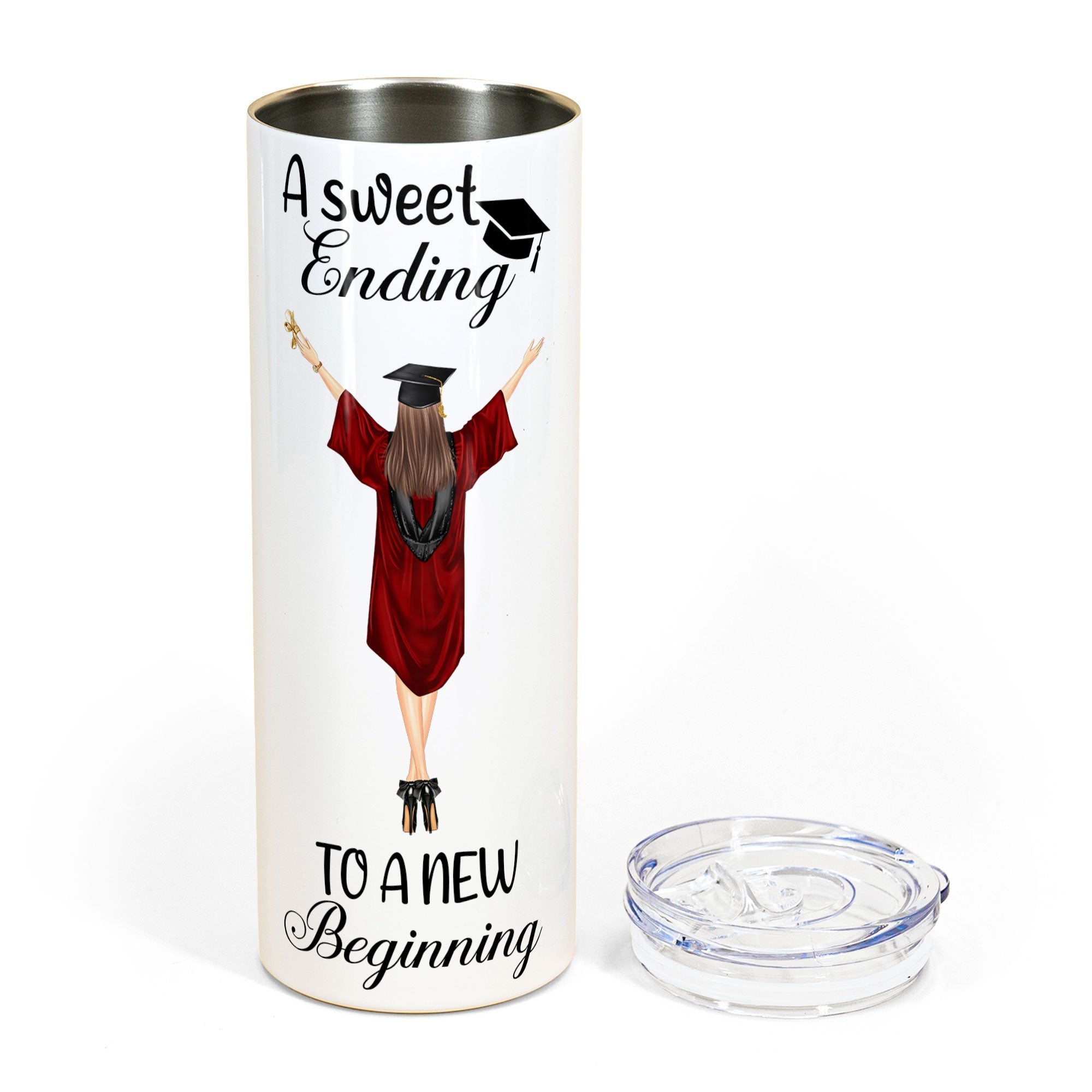 Graduation Tumbler A Sweet Ending - Personalized Skinny Tumbler