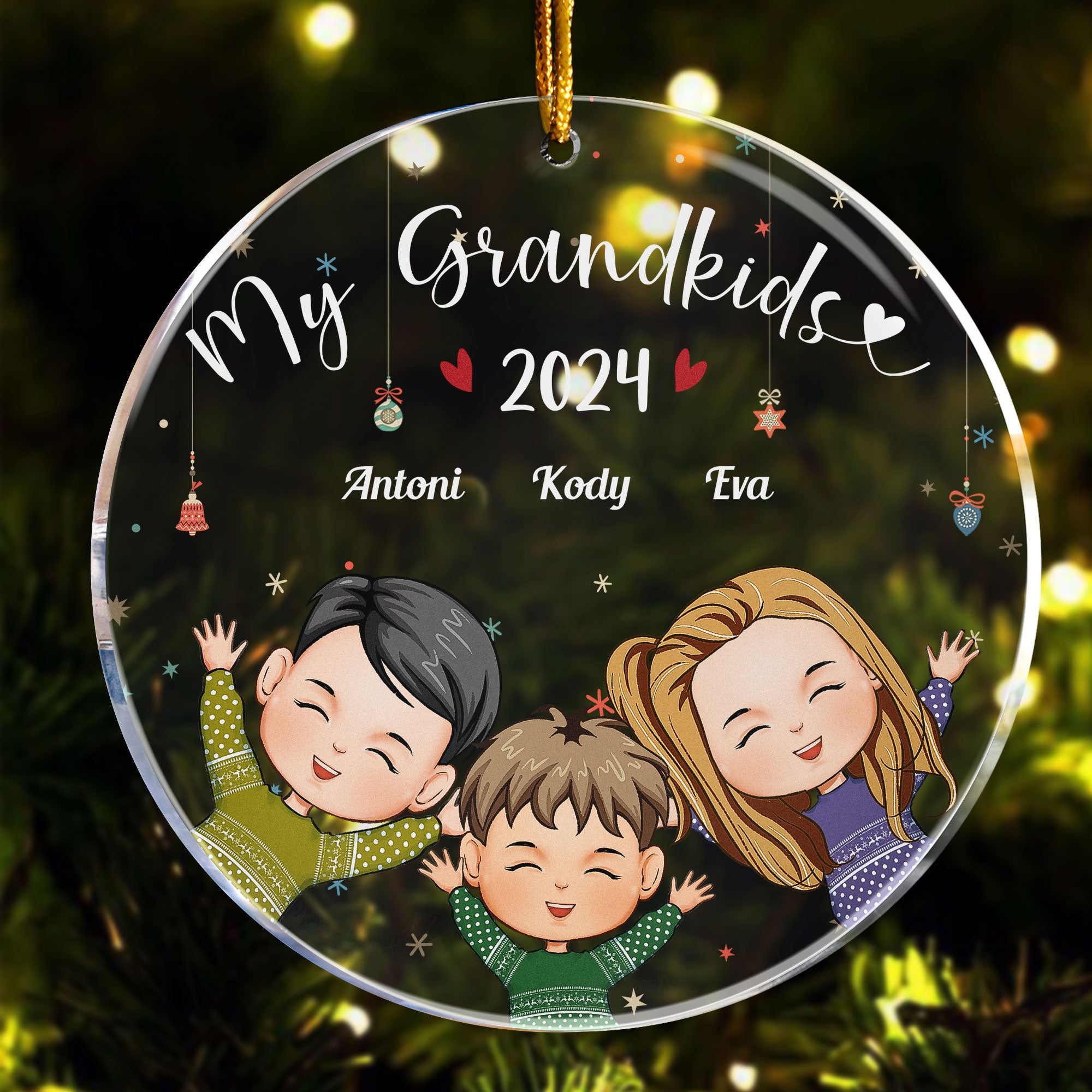 Grandkids 2024 - Personalized Circle Acrylic Ornament