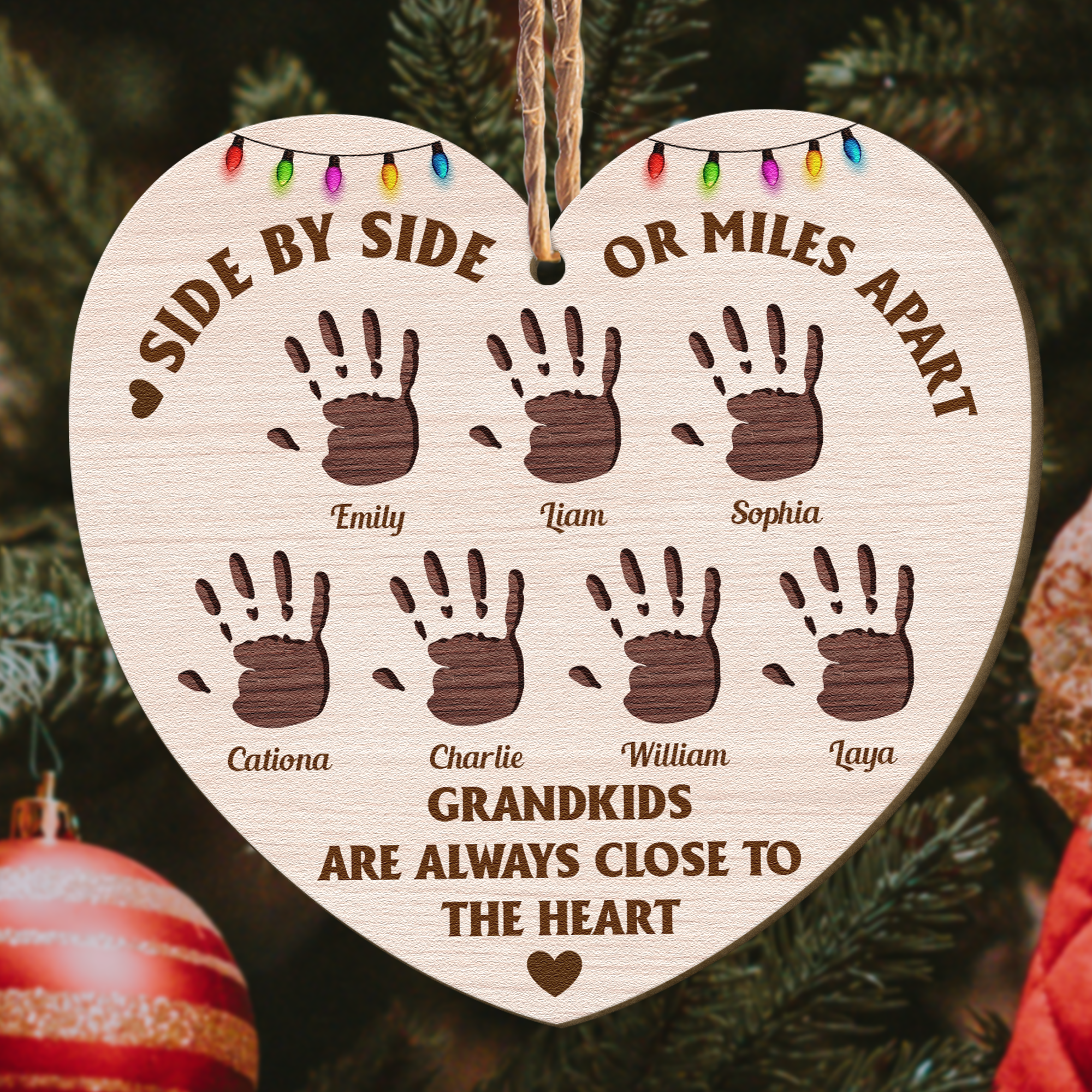 Grandkids Are Always Close To The Heart - Personalized Wooden Ornament