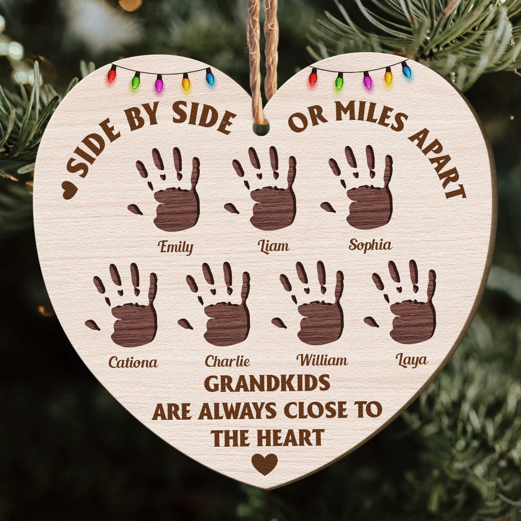 Grandkids Are Always Close To The Heart - Personalized Wooden Ornament