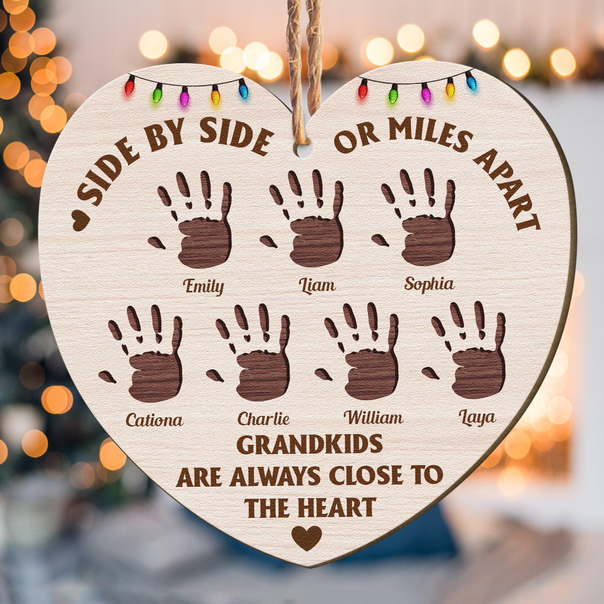 Grandkids Are Always Close To The Heart - Personalized Wooden Ornament