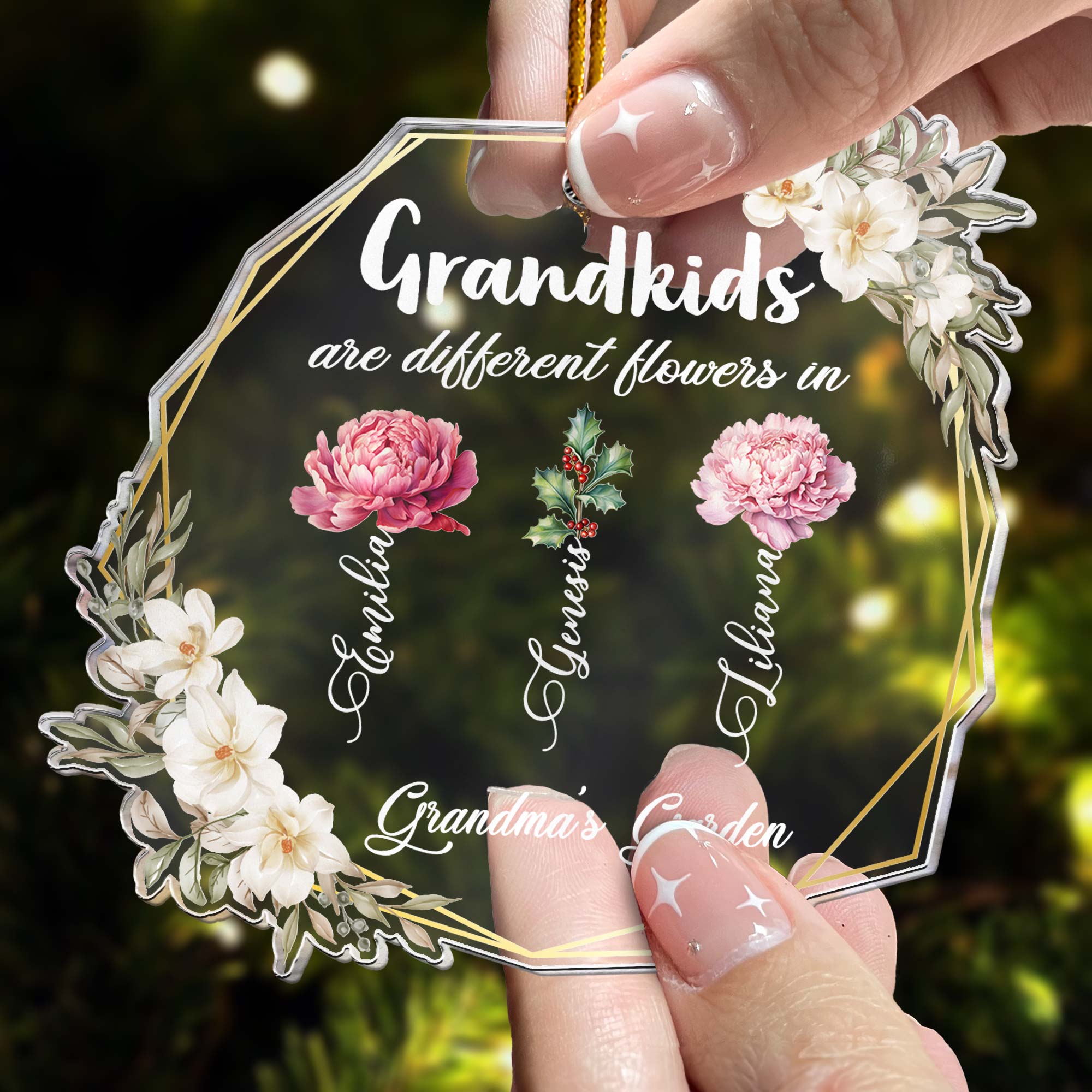 Grandkids Are Different Flowers - Personalized Acrylic Ornament