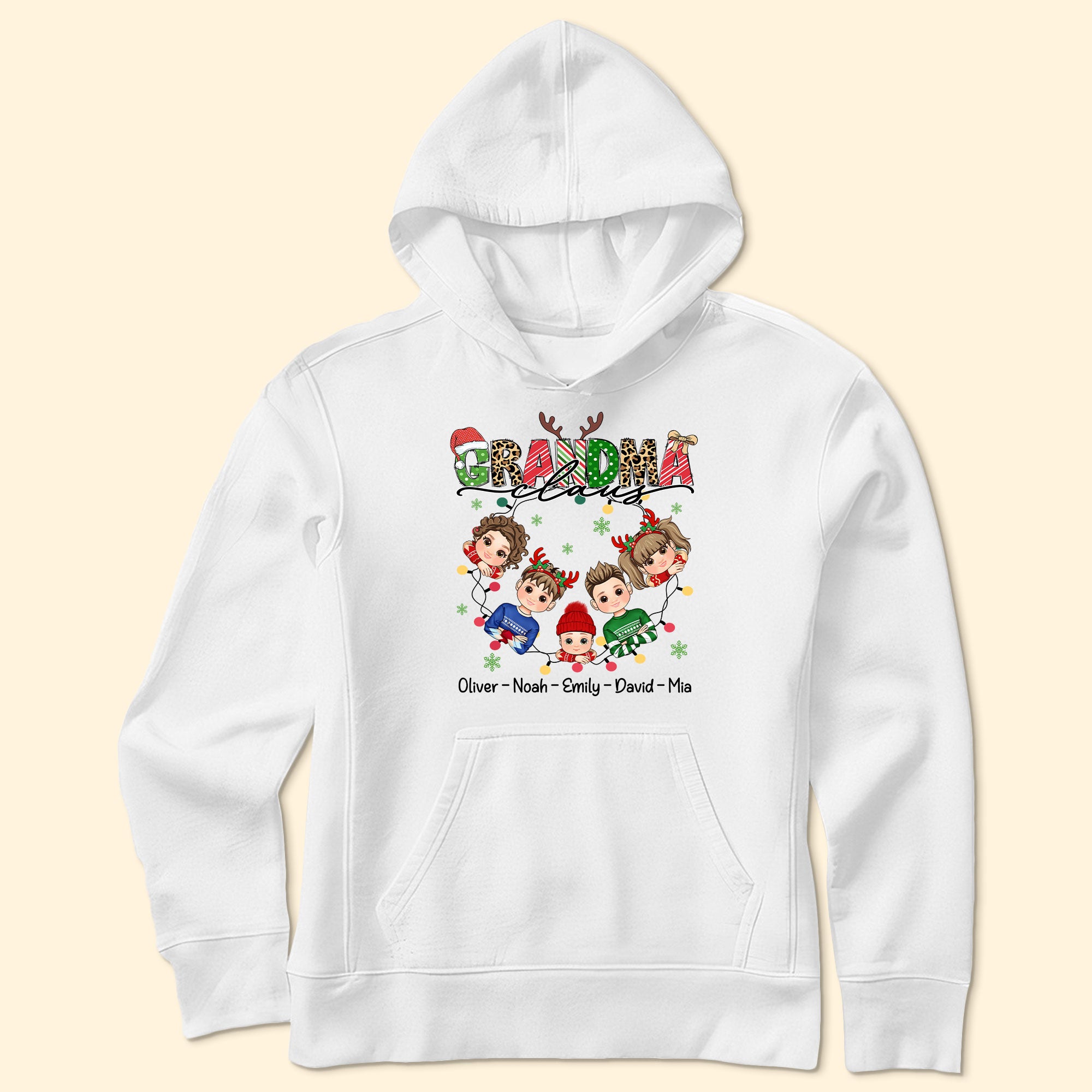 Grandma Claus With Grandkids - Personalized Shirt