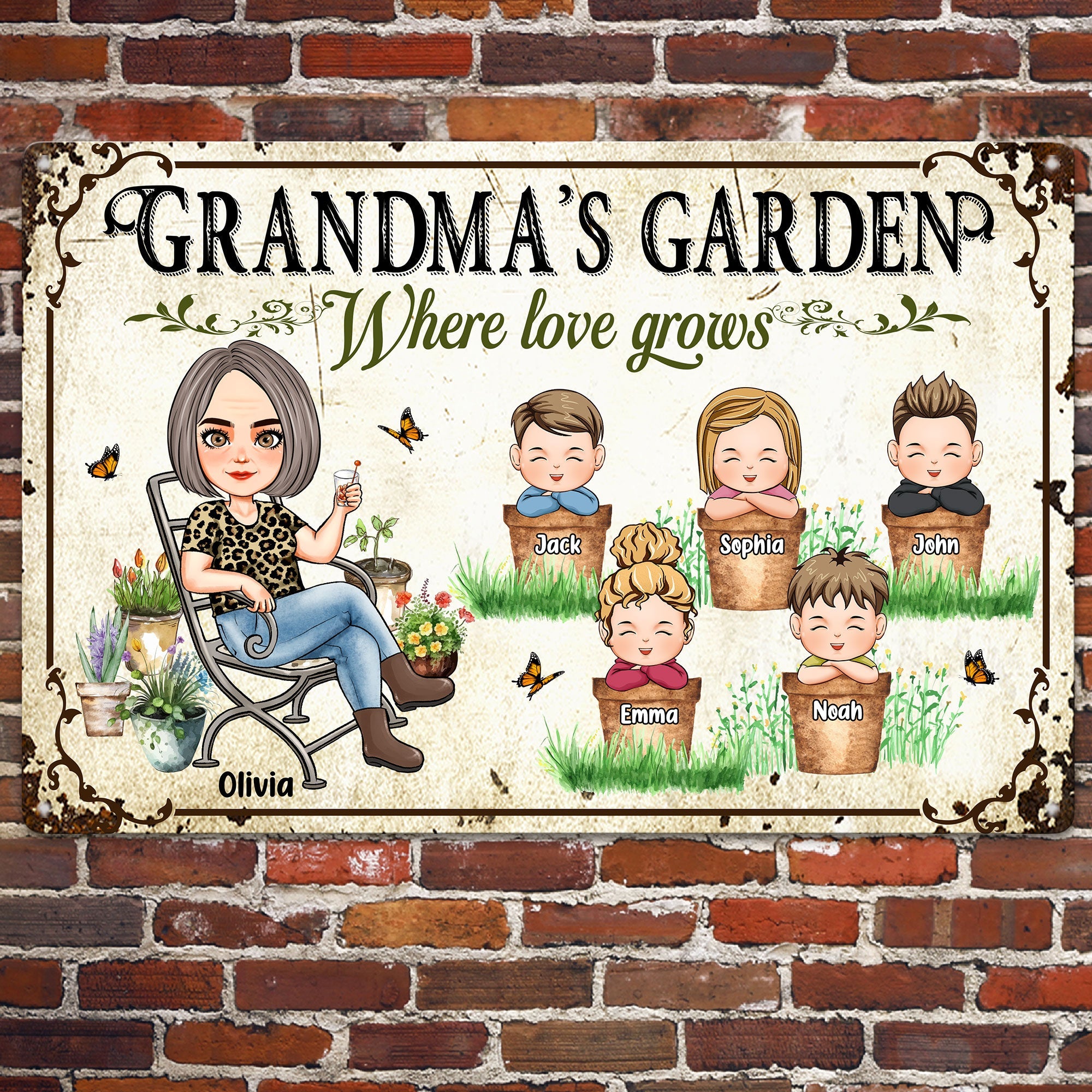 Grandma Garden Where Love Grows - Personalized Metal Sign