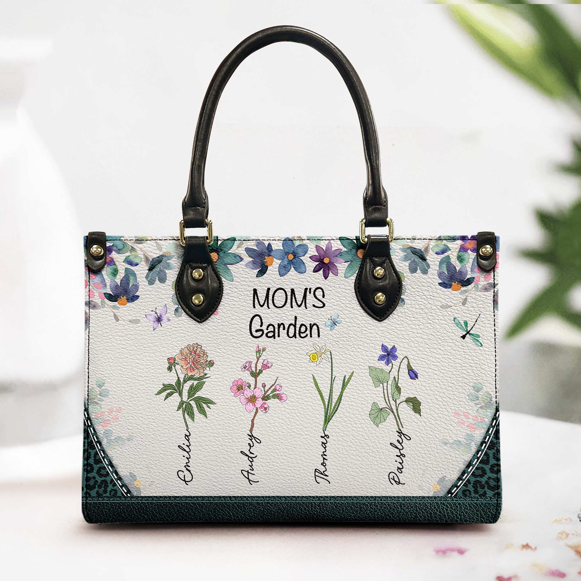 Grandma's Garden Blooming - Personalized Leather Bag