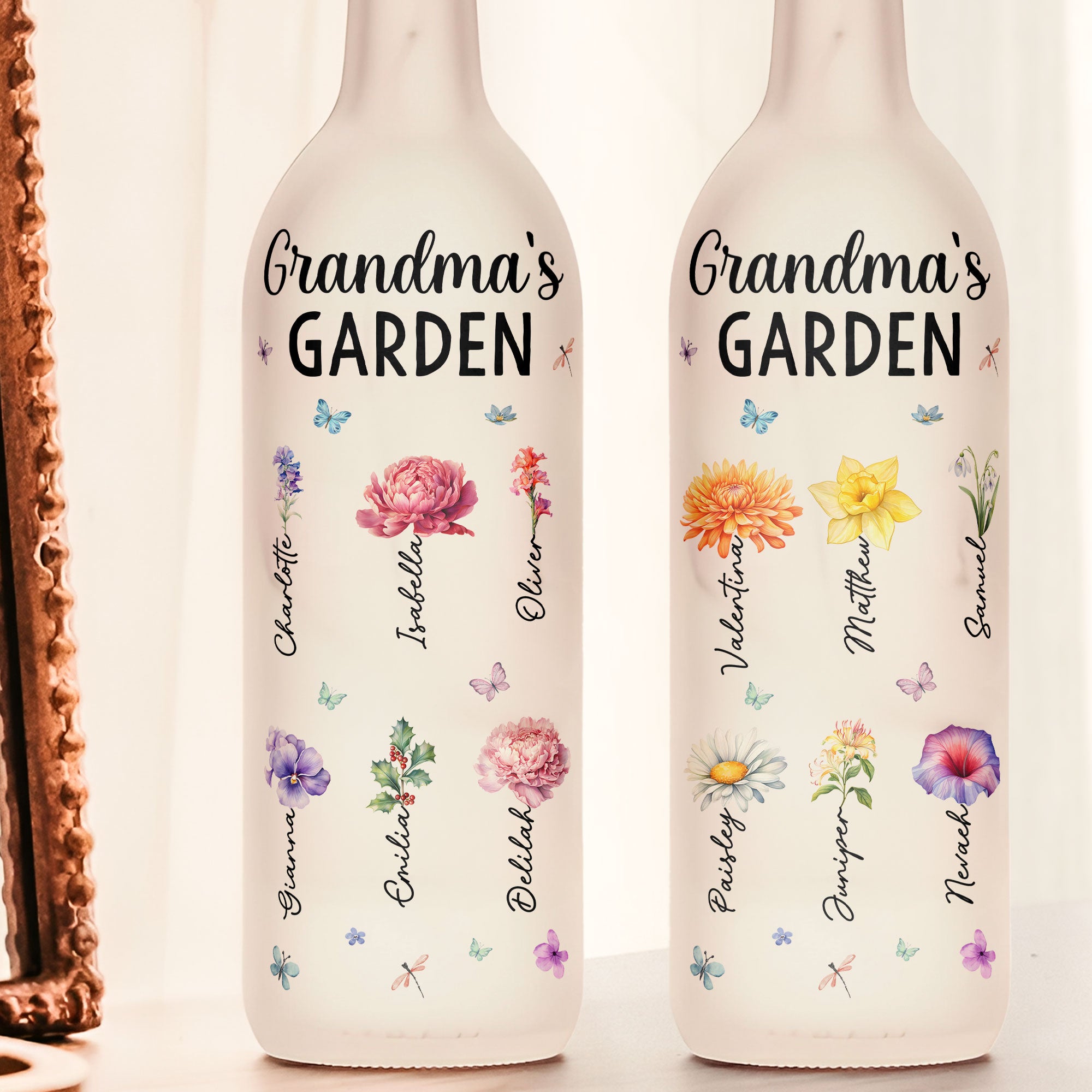 Grandma's Garden - Personalized Bottle Lamp