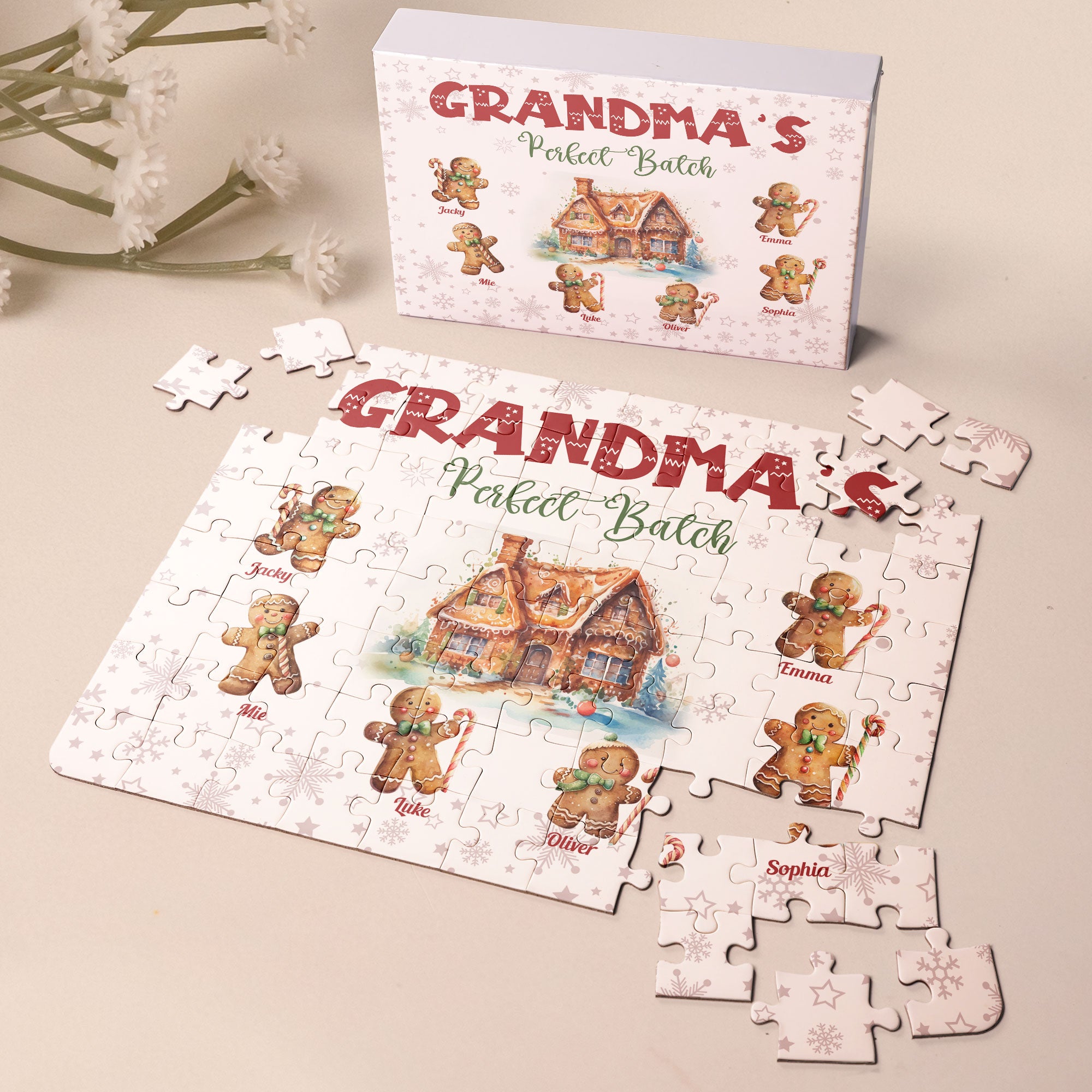 Grandma's Perfect Batch - Christmas Board Game For Kids, Grandparents - Personalized Jigsaw Puzzle