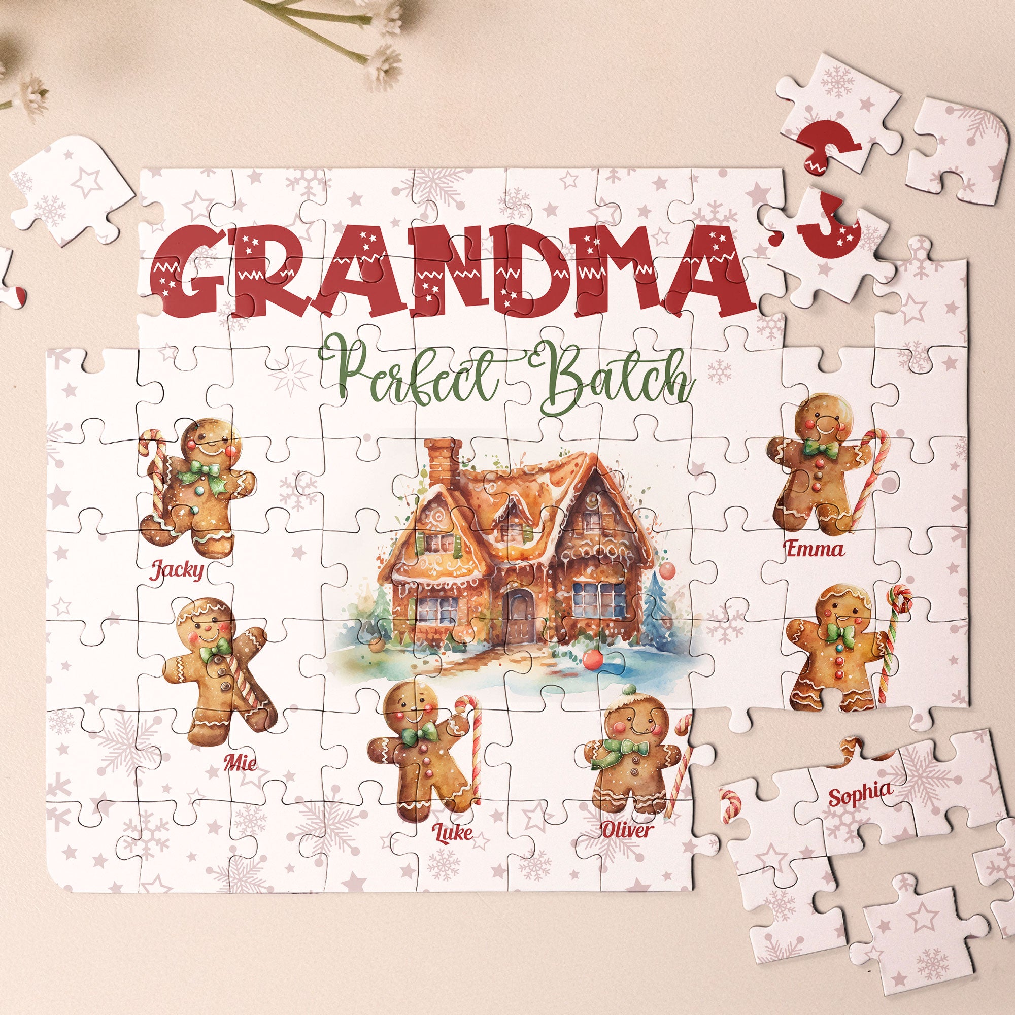 Grandma's Perfect Batch - Christmas Board Game For Kids, Grandparents - Personalized Jigsaw Puzzle