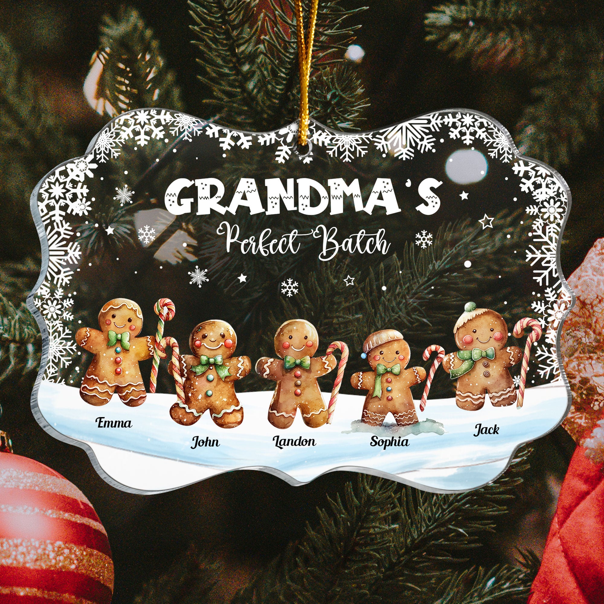 Grandma's Perfect Batch Christmas With Grandkid's Names - Personalized Acrylic Ornament