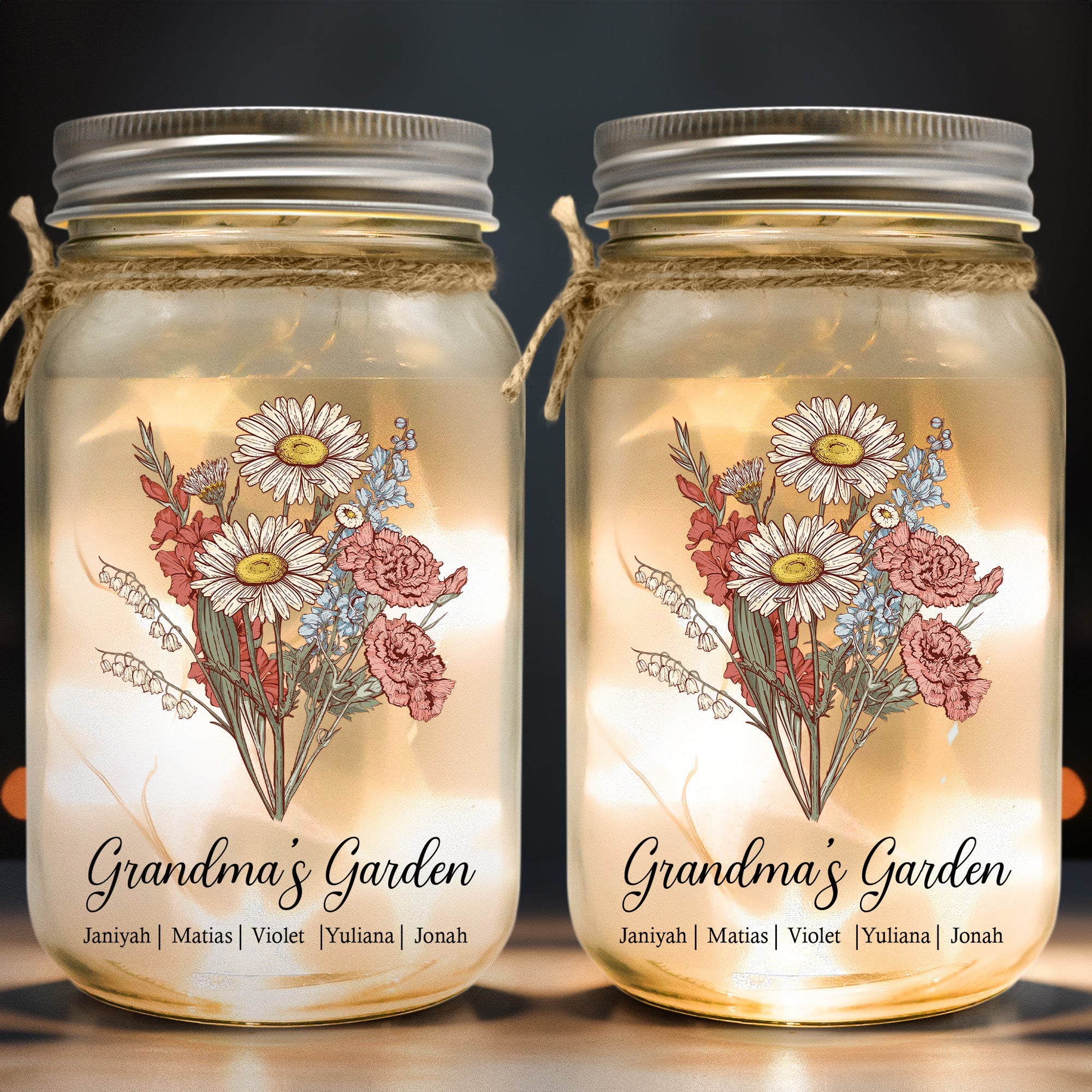 Grandma's Garden - Personalized Mason Jar Light