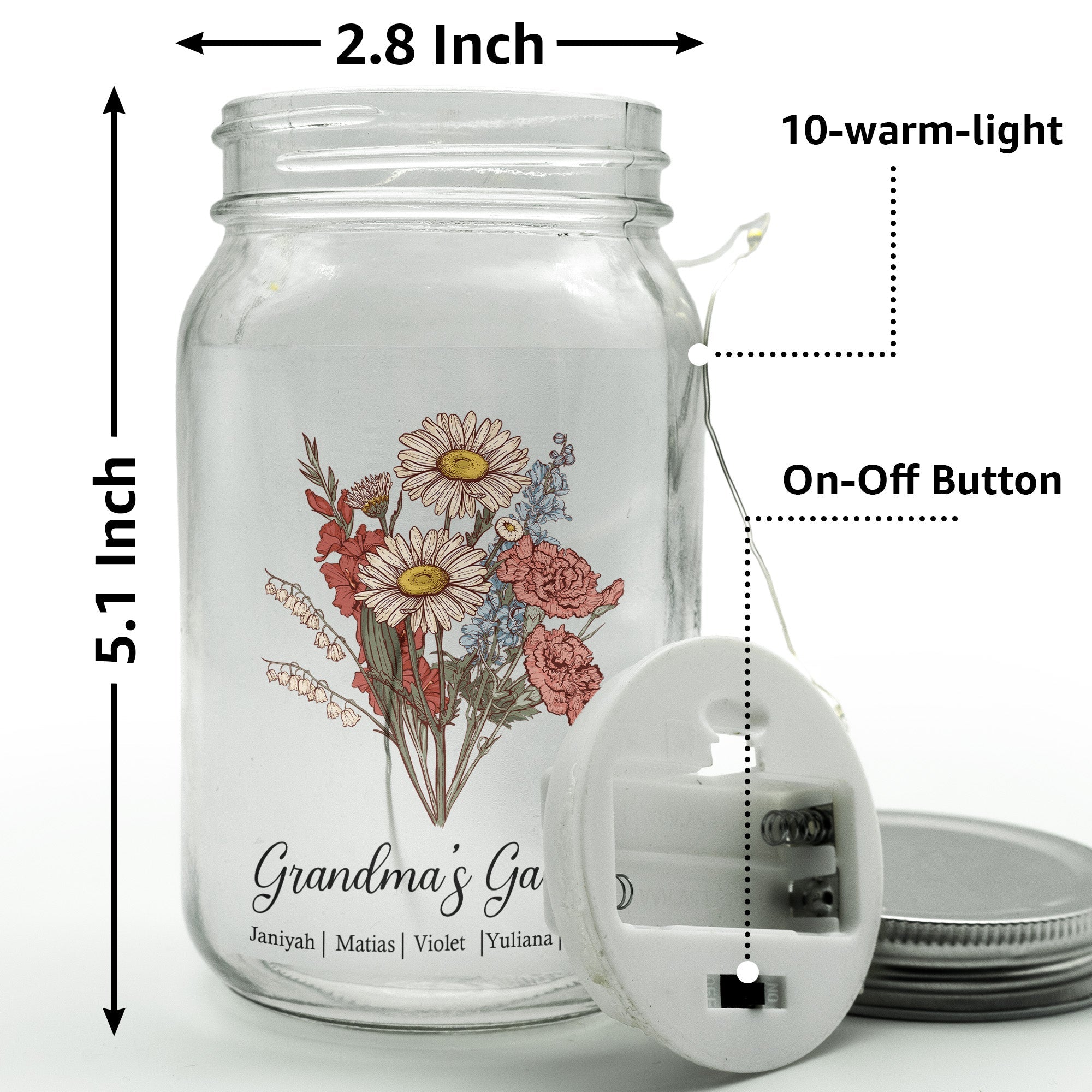 Grandma's Garden - Personalized Mason Jar Light