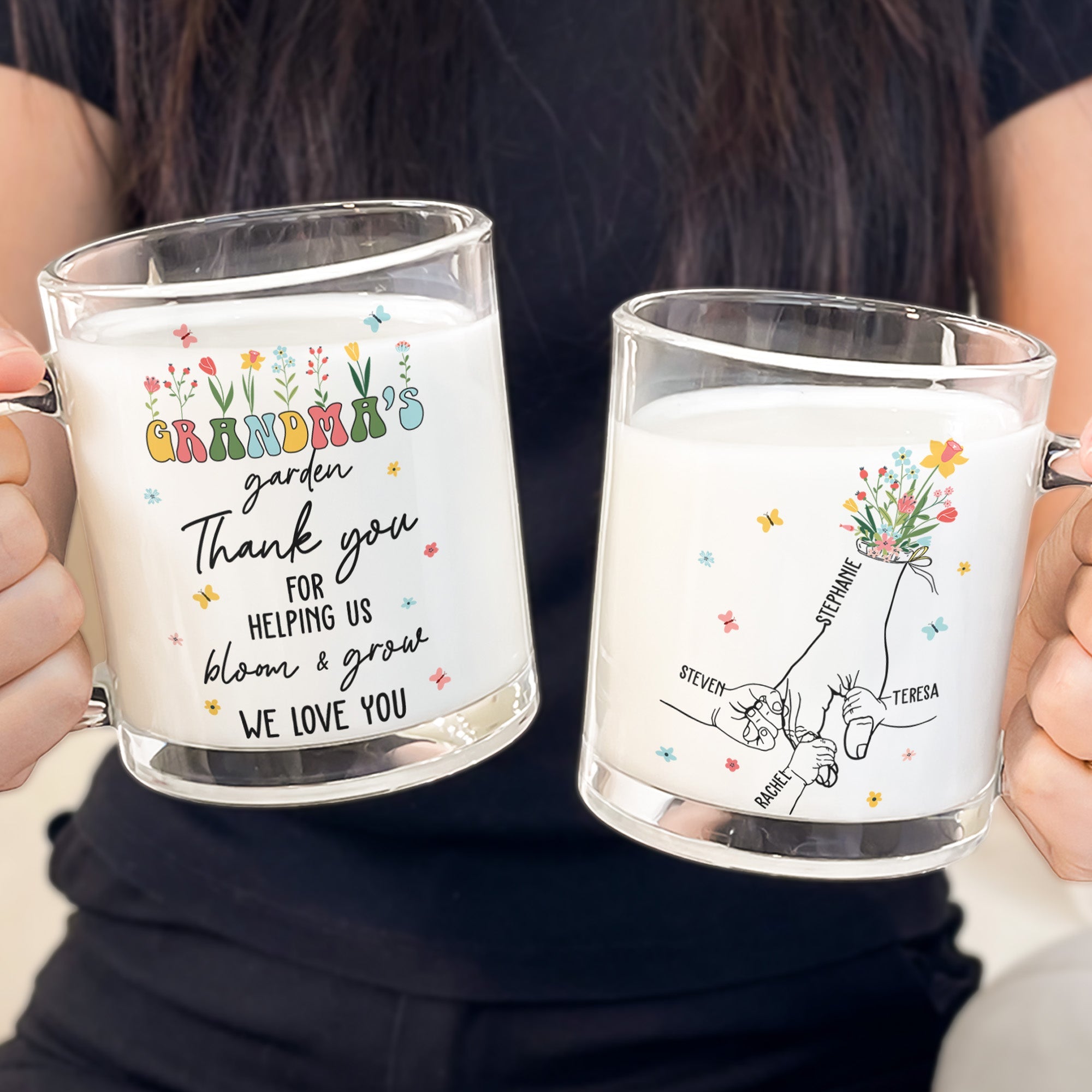 Grandma's Garden Thank You For Helping Us Bloom & Grow - Personalized Glass Mug