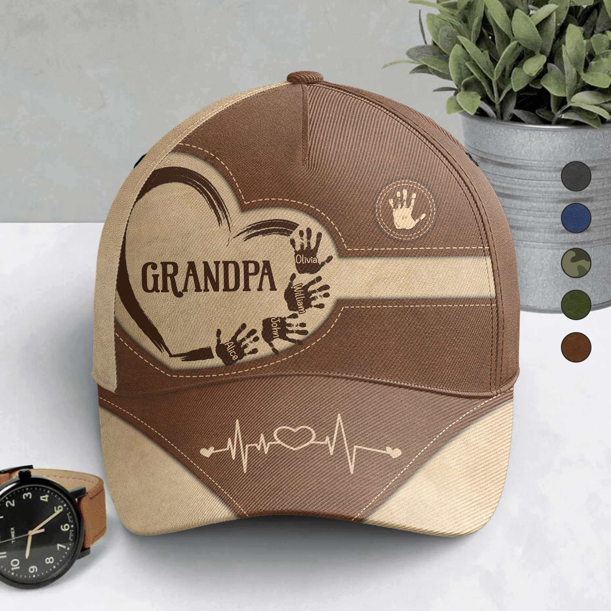 Grandpa Dad Kids Handprints - Personalized Classic Cap